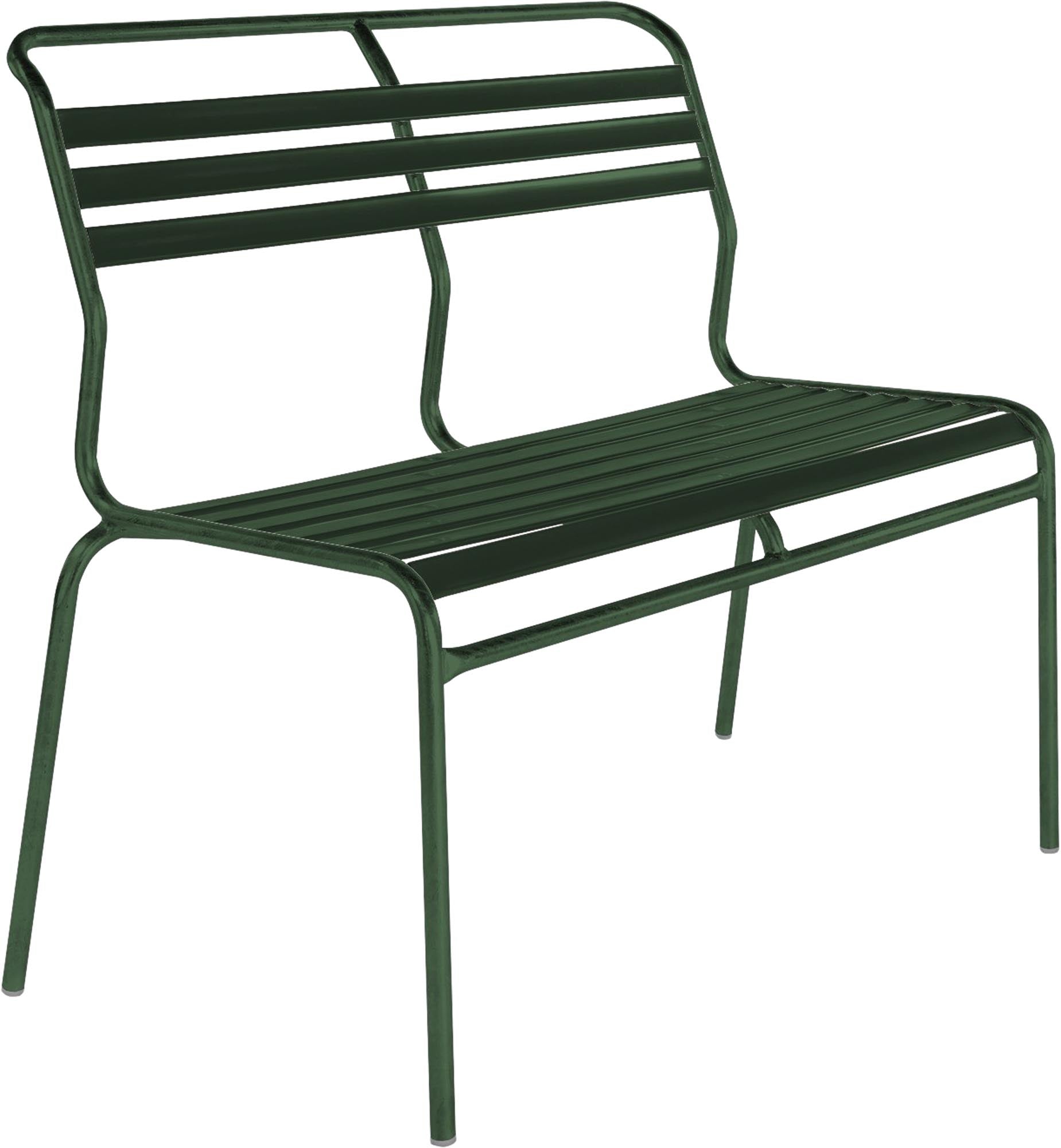Elegante Säntis Lättli-2er Gartenbank ohne Armlehne aus langlebigem, wetterfestem Stahl und Textil, ideal für Terrasse, Balkon und Garten.