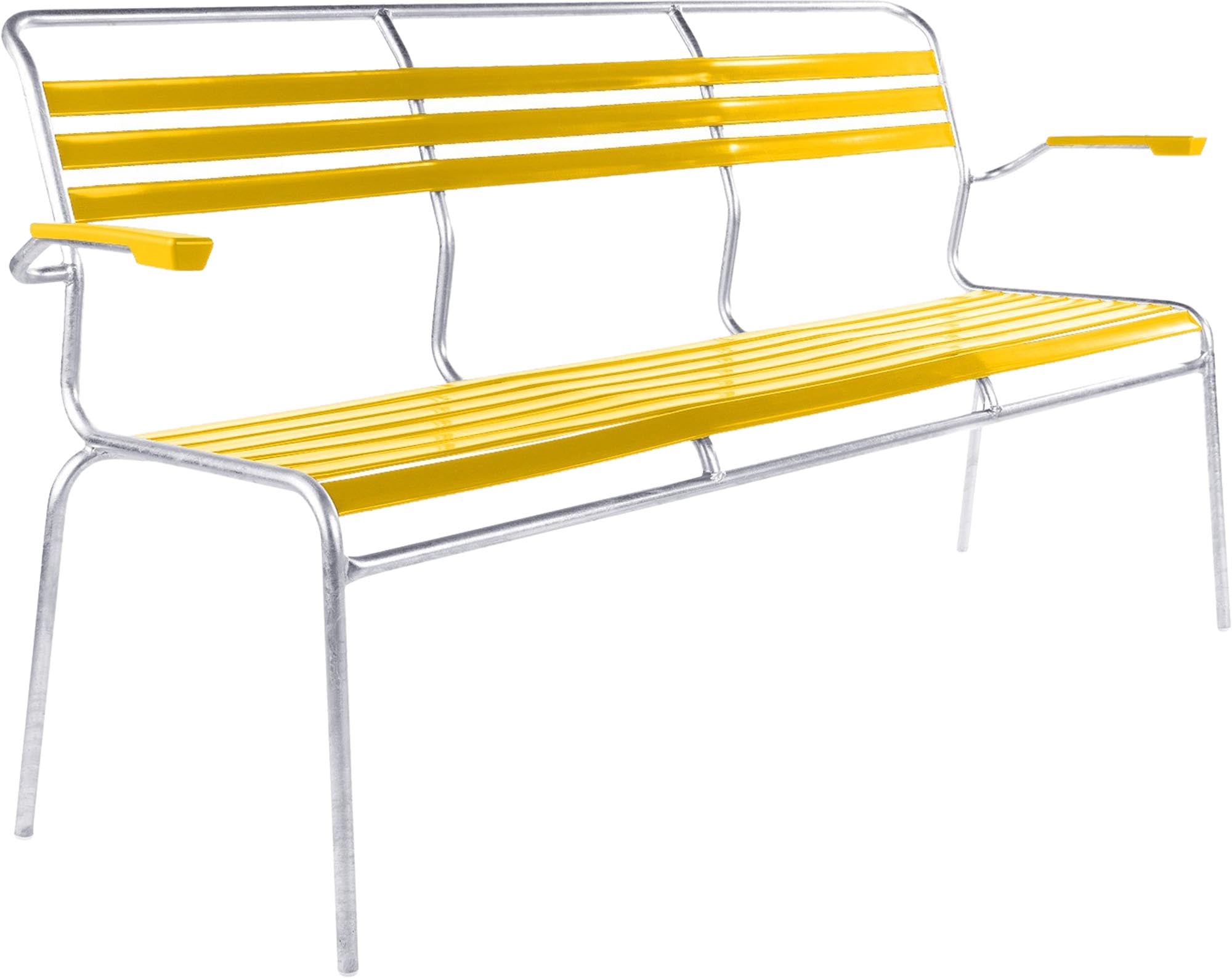 Elegante Säntis Lättli-3er Gartenbank mit Armlehnen, wetterfestes, langlebiges Schweizer Design – perfekt für Garten, Terrasse oder Balkon.