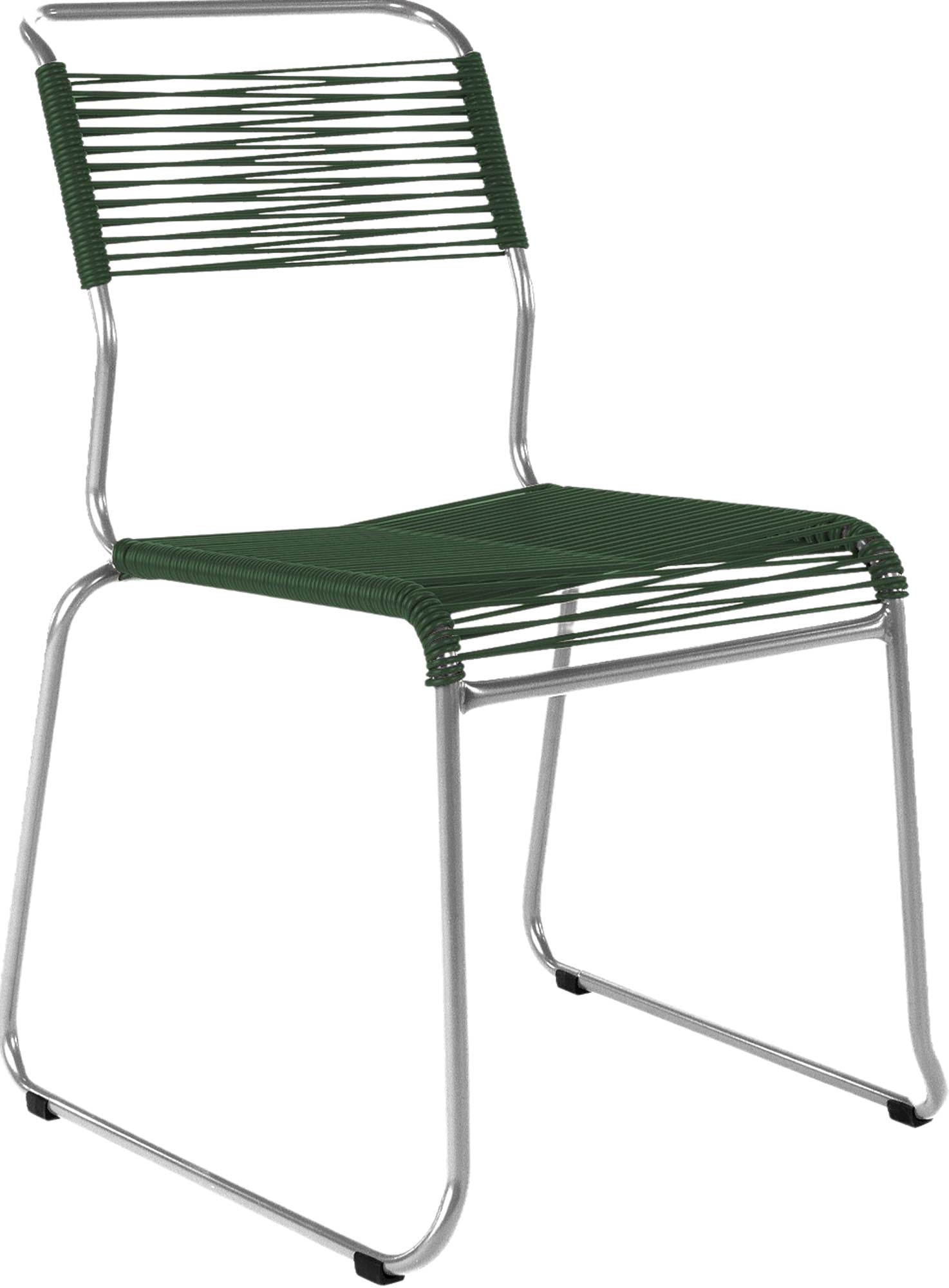 Spaghettistuhl Säntis mit Kufen in Tannengrün präsentiert im Onlineshop von KAQTU Design AG. Gartenstuhl ist von Schaffner
