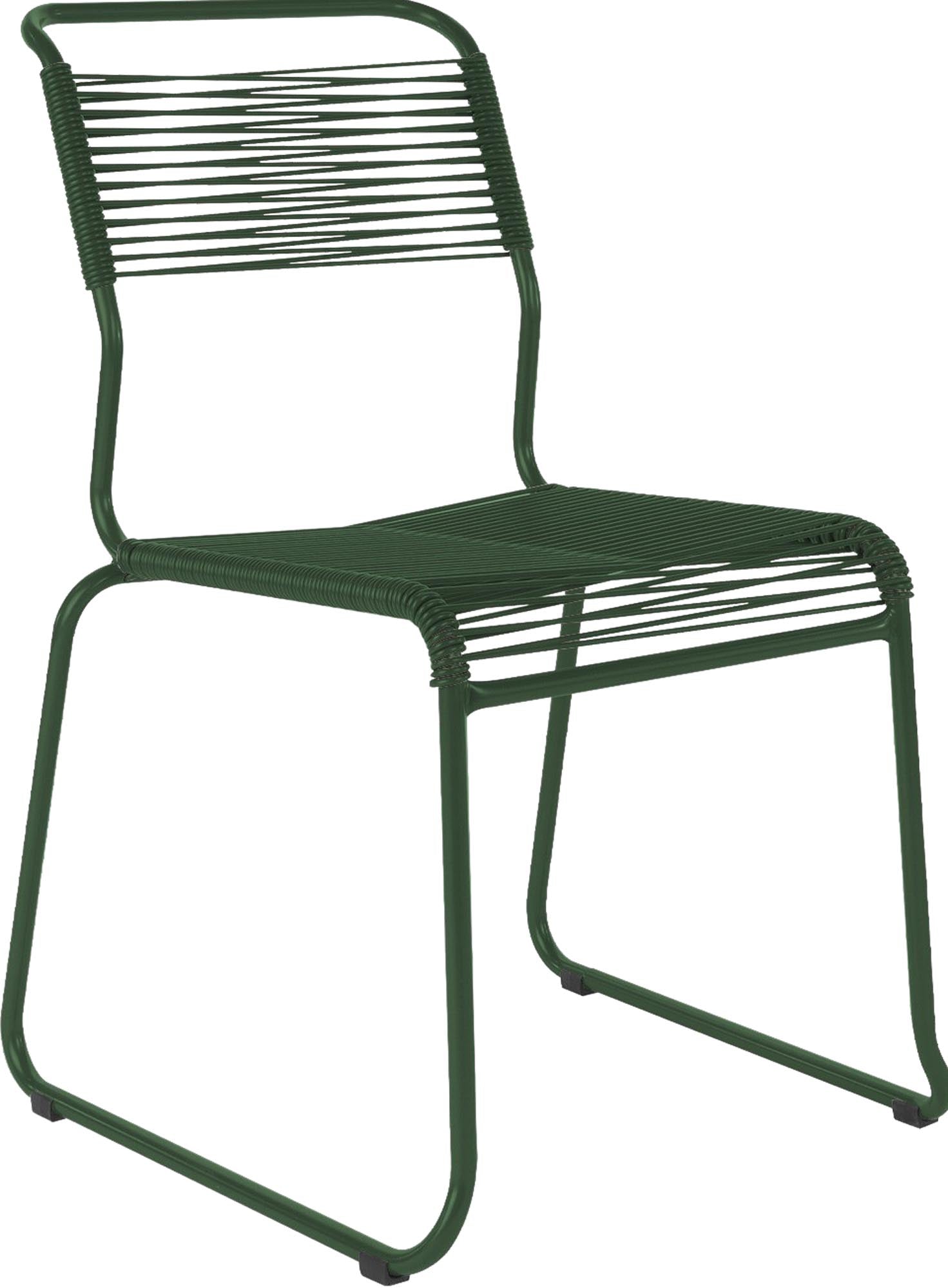 Spaghettistuhl Säntis mit Kufen in Tannengrün präsentiert im Onlineshop von KAQTU Design AG. Gartenstuhl ist von Schaffner