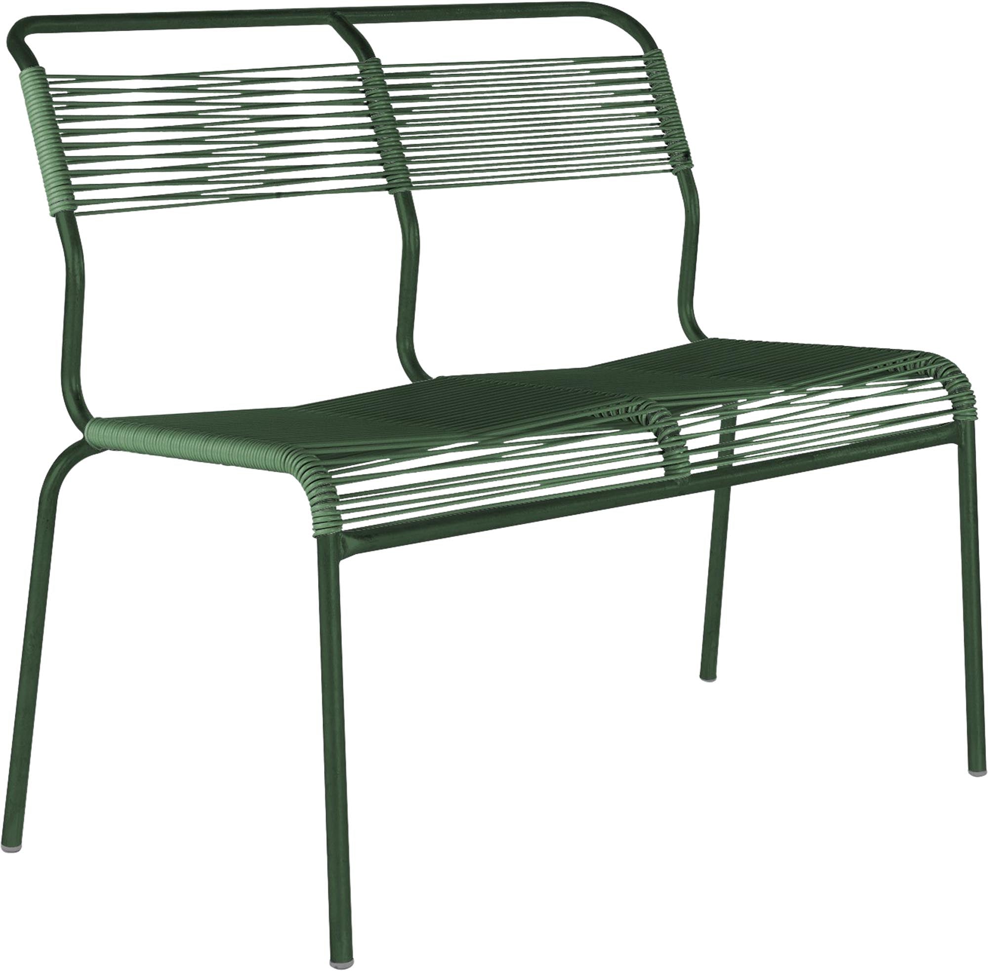Elegante 2er Gartenbank Säntis Spaghetti ohne Armlehnen, gefertigt aus langlebigem verzinktem Stahl, perfekt für entspannte Stunden im Freien.
