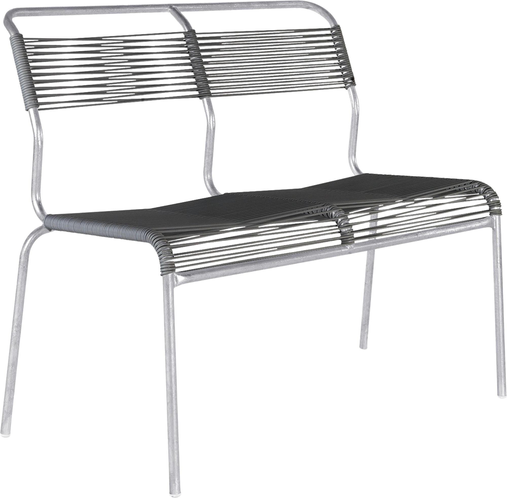 Moderne 2-Sitzer Gartenbank Säntis Spaghetti ohne Armlehnen, aus langlebigem verzinktem Stahl, ideal für stilvolle Entspannung im Garten.