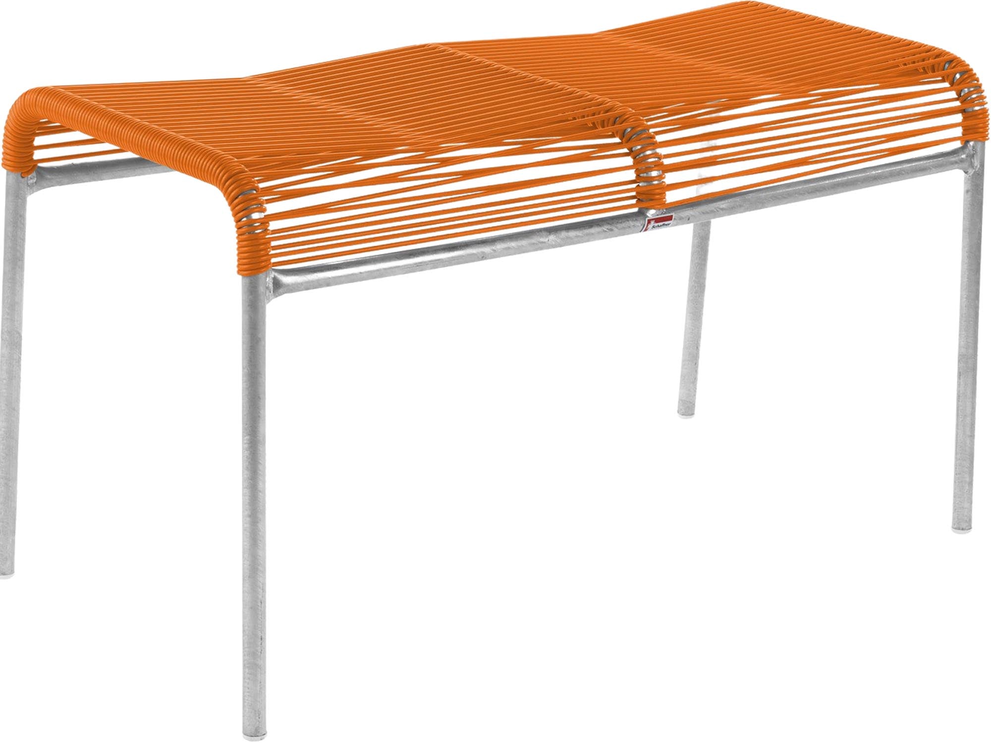 Wetterfester Säntis Spaghetti 2er-Hocker von Schaffner, langlebig, stilvoll, aus verzinktem Stahl mit nachhaltiger OceanYarn®-Bespannung. Perfekt für Garten und Balkon.