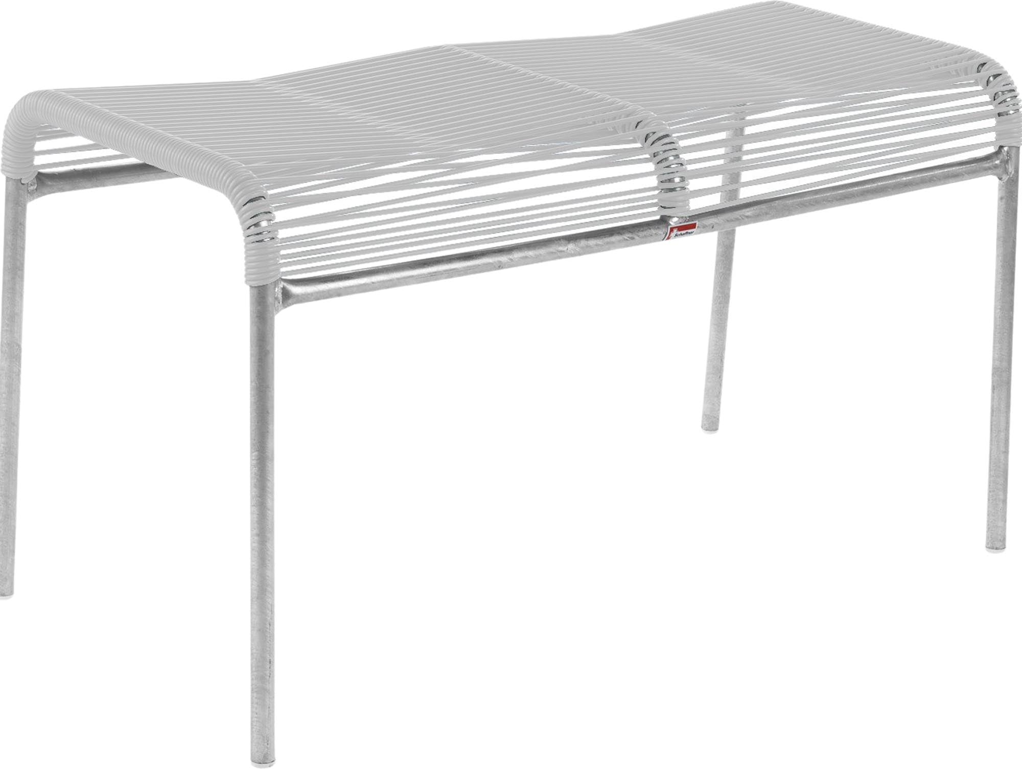 Wetterfester Säntis Spaghetti 2er-Hocker von Schaffner, langlebig, aus verzinktem Stahl, mit nachhaltiger OceanYarn®-Bespannung. Ideal für Garten & Balkon.