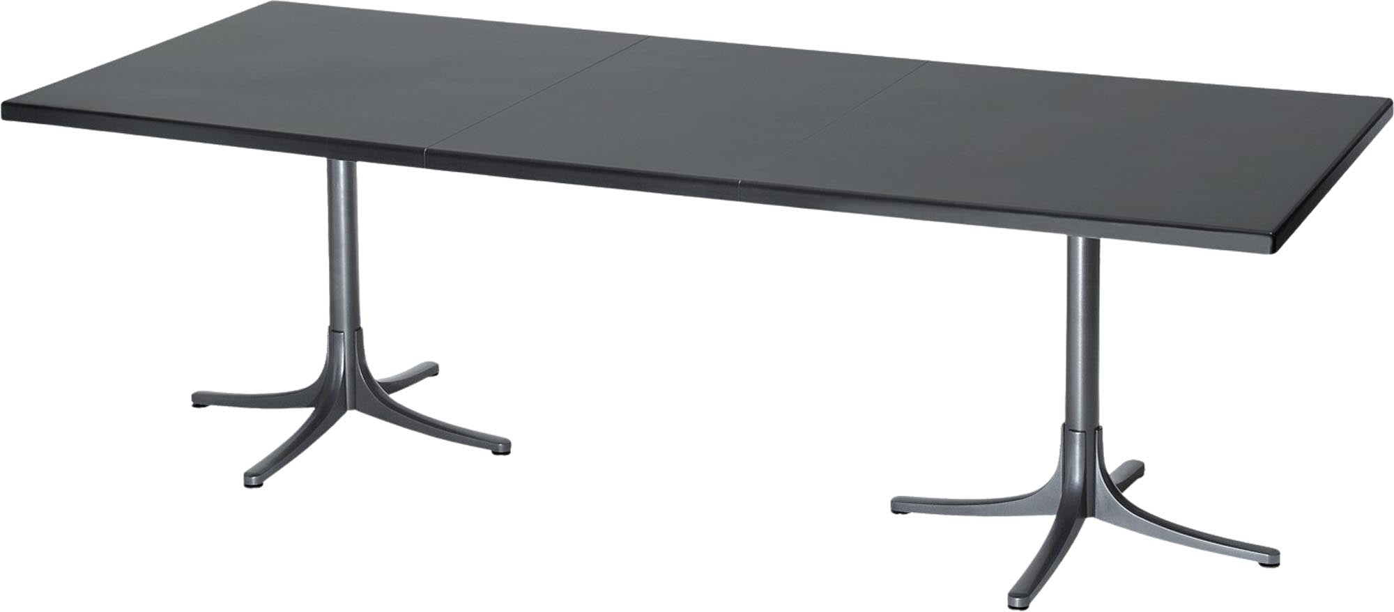 Eleganter, ausziehbarer Fiberglastisch von Schaffner, wetterfest und langlebig, perfekt für Garten und Terrasse.