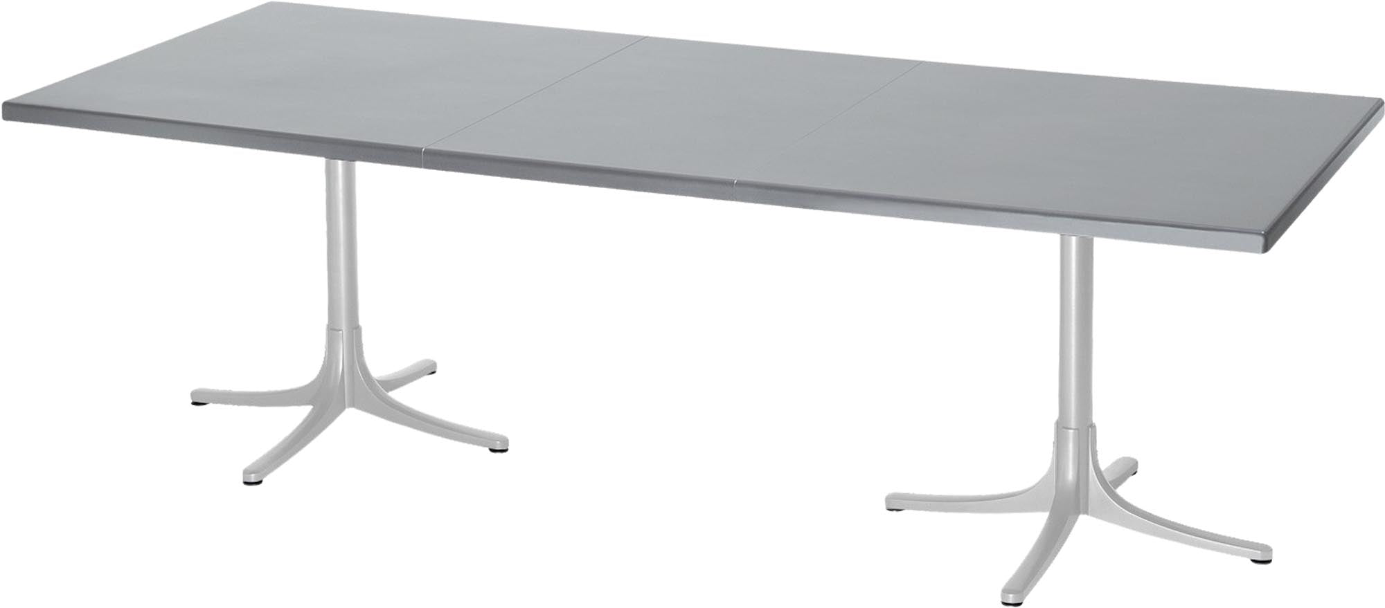 Eleganter, ausziehbarer Fiberglastisch von Schaffner, wetterfest und langlebig, perfekt für Garten und Terrasse.