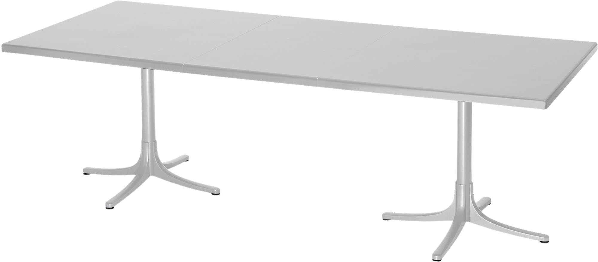 Eleganter, ausziehbarer Fiberglastisch von Schaffner, wetterfest und langlebig, perfekt für Garten und Terrasse.