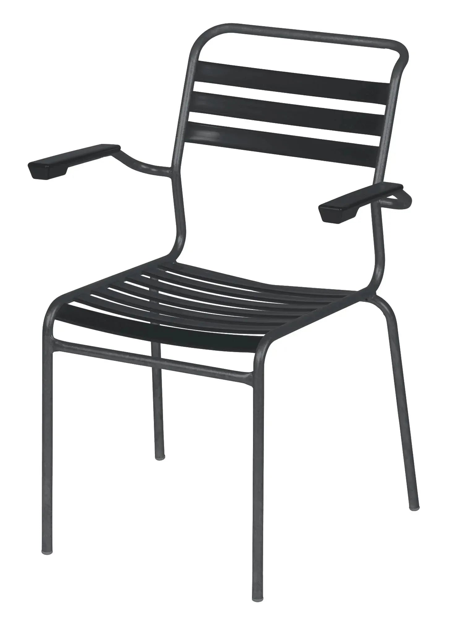 Der Säntis Stuhl mit Armlehne von Schaffner bietet elegantes Design und Komfort, ideal für Innen- und Außenbereiche.