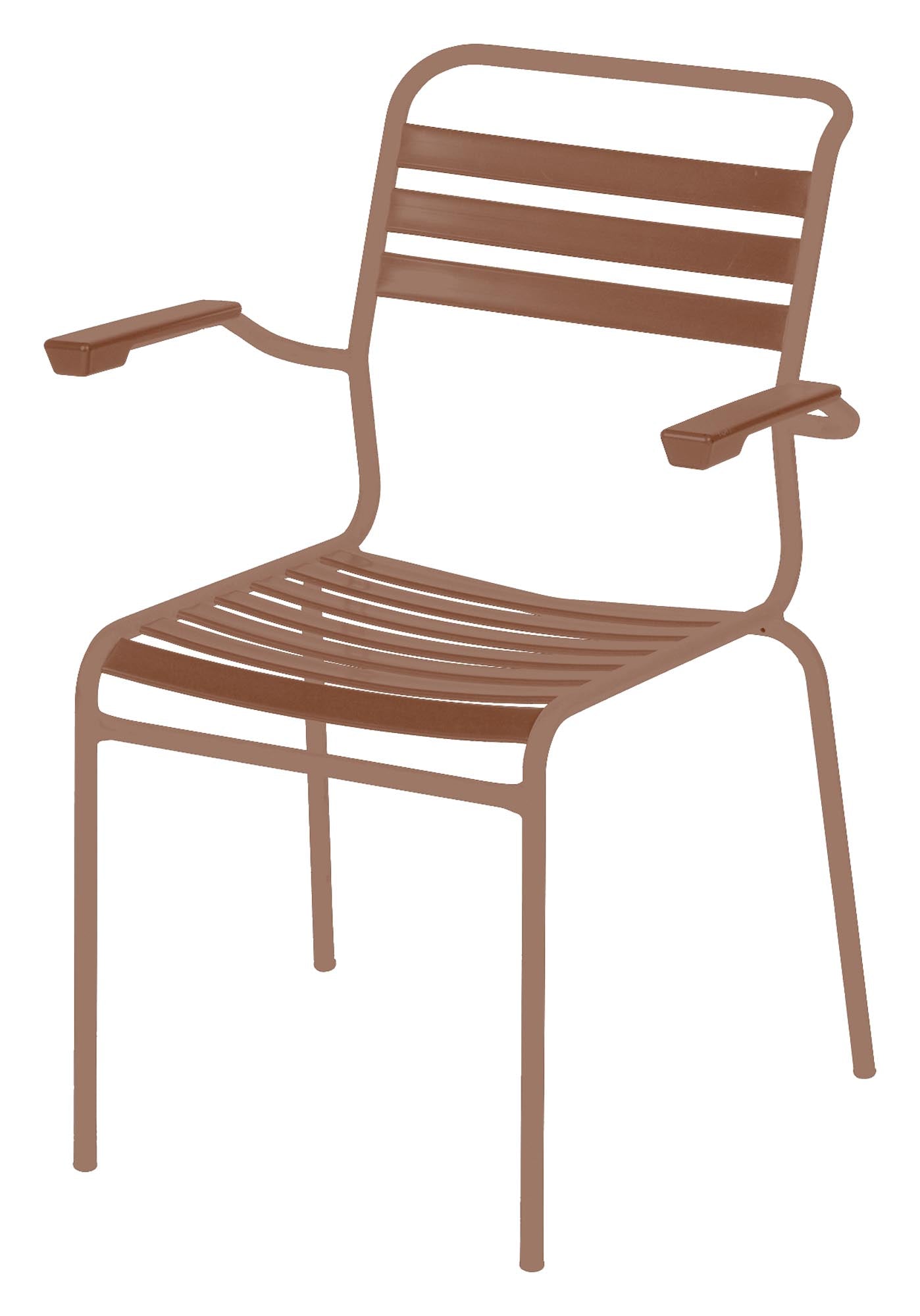 Eleganter Säntis Lättli-Gartenstuhl mit komfortablen Armlehnen, ideal für entspannte Stunden im Garten, robust und stilvoll.