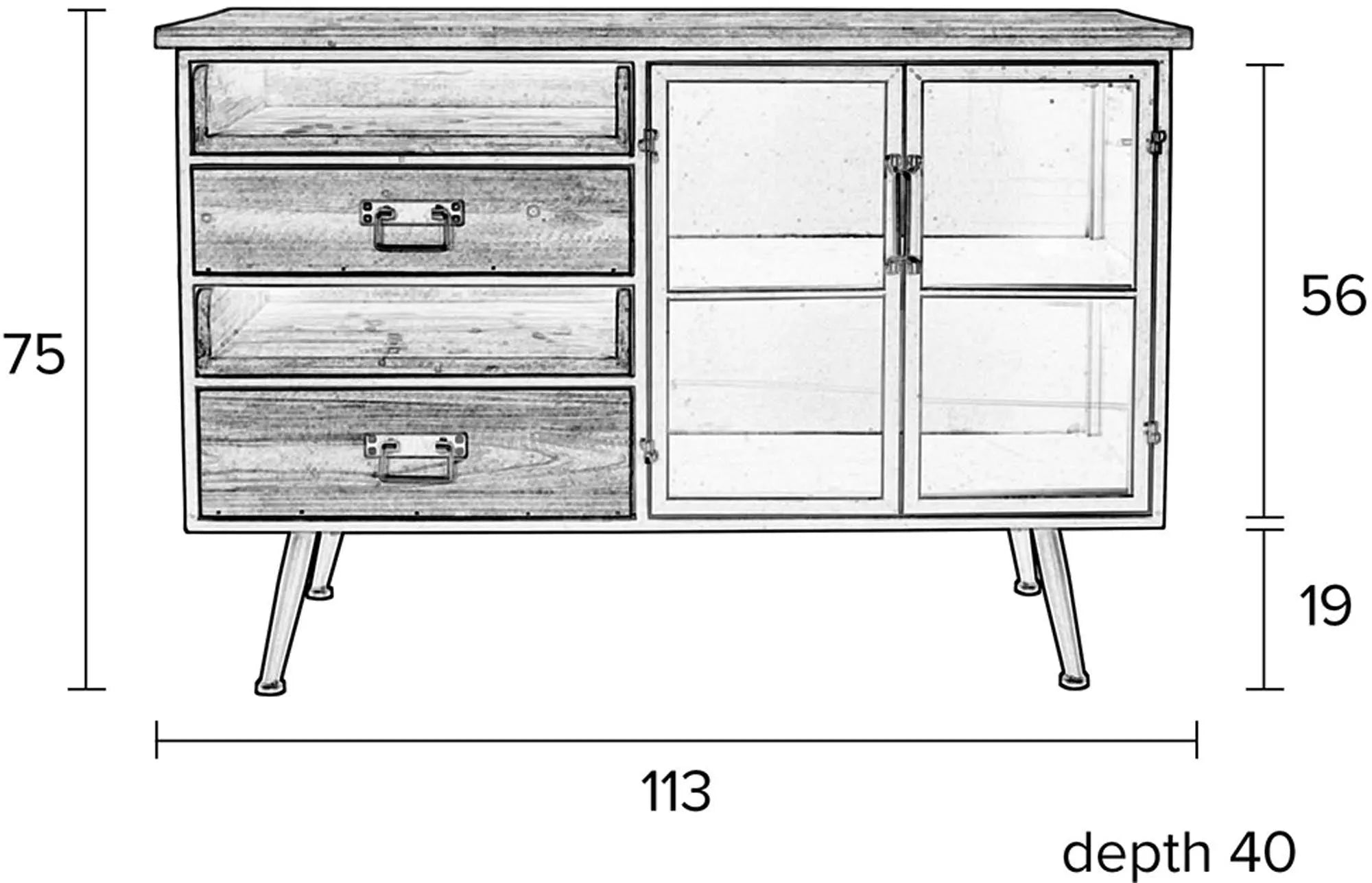 Modernes Sideboard DAMIAN von White Label Living aus edlem Holz.