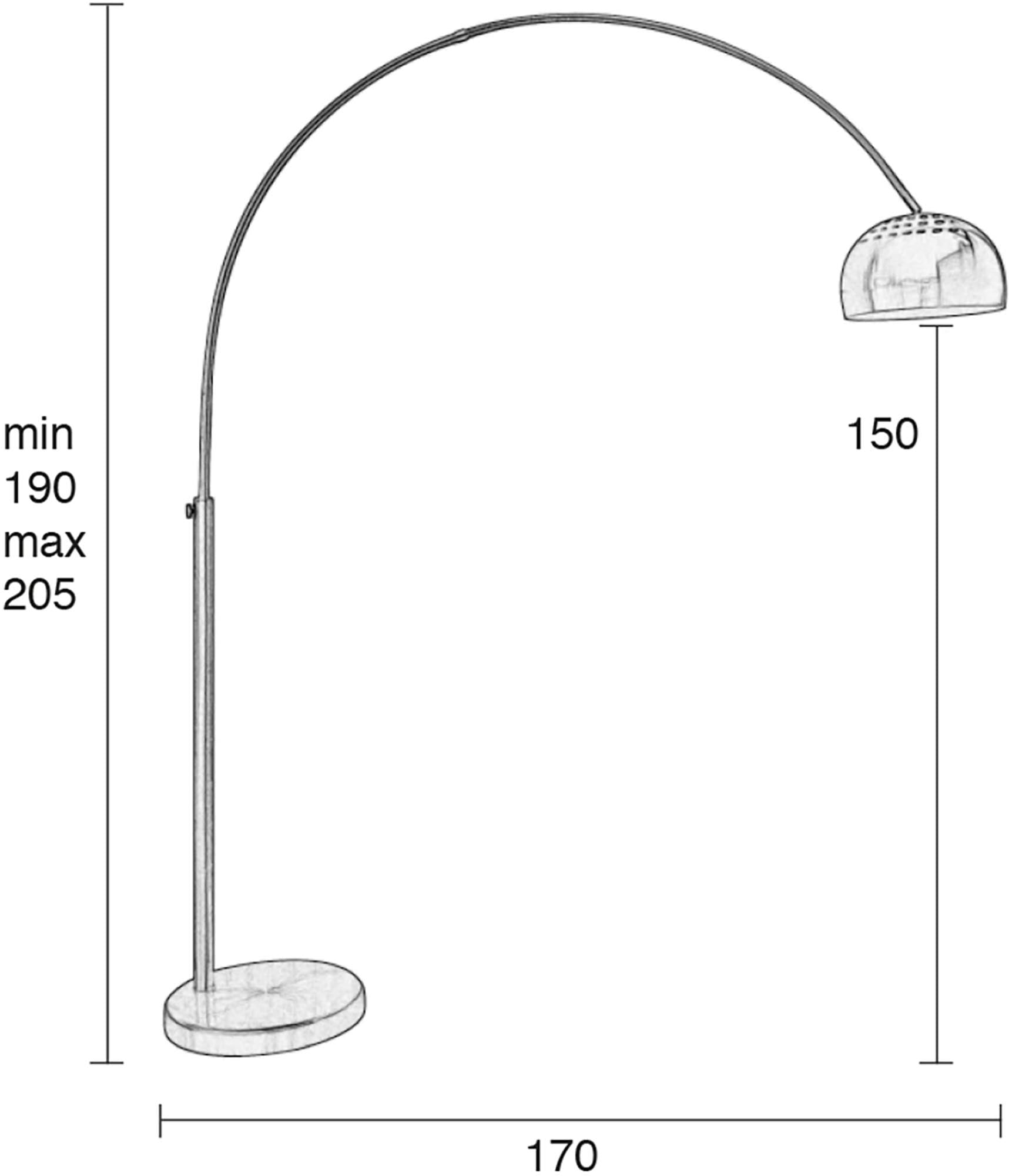 Elegante Stehleuchte Bow von White Label Living: Zeitgemäßes Design mit verstellbarem Kopf für individuelle Lichtakzente in jedem Wohnbereich.