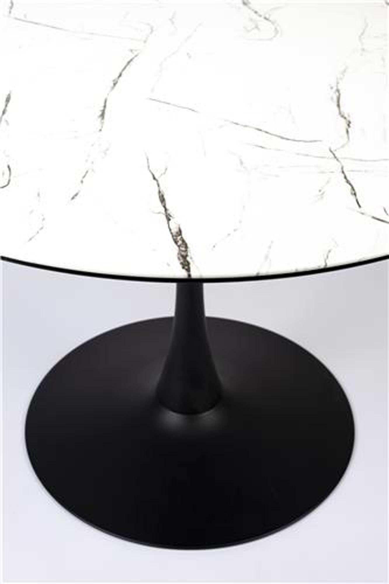 Moderner Tisch MARU WHITE, minimalistisches Design, edle Marmoroptik.
