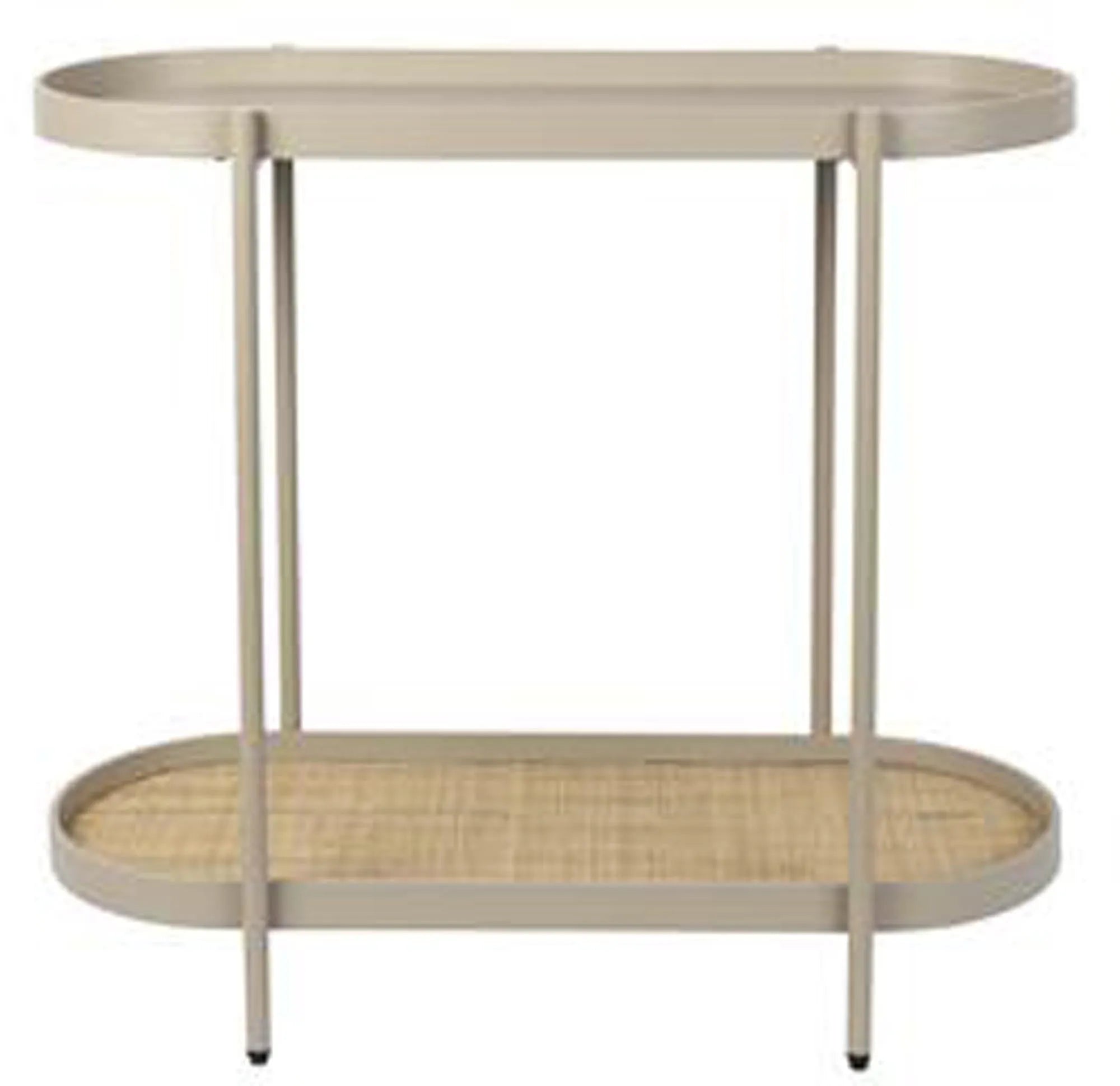 Eleganter Konsolentisch AMAYA in Beige, aus MDF, Rattan und Eisen. Vielseitig als Schreibtisch oder Ablage nutzbar.