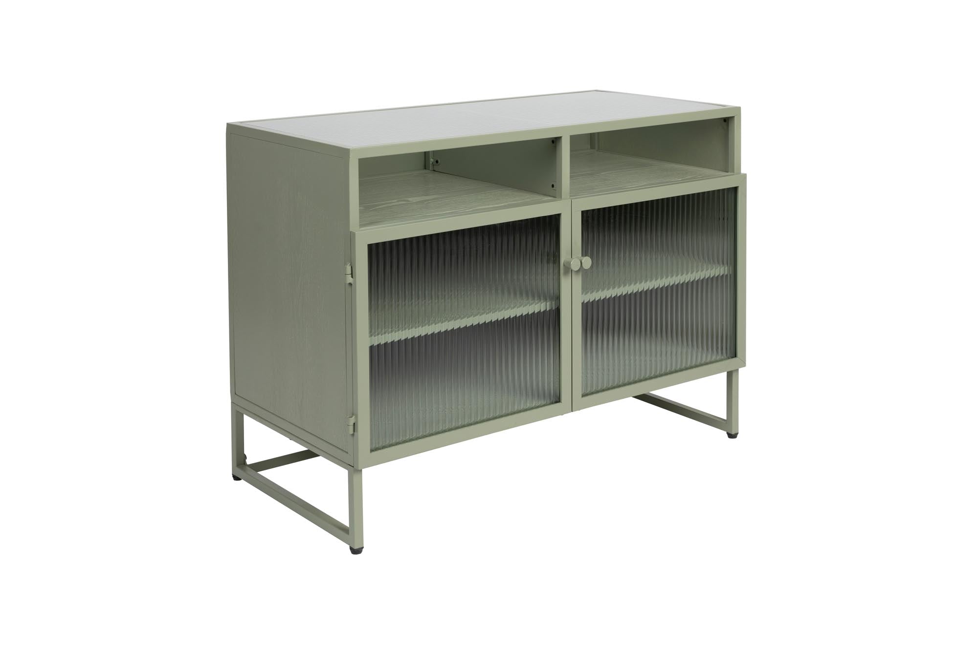 Stilvolles Cabinet Herbe Medium von White Label Living: Modernes Design, robuste MDF-Konstruktion und elegante Glastüren für Ihre Lieblingsstücke.