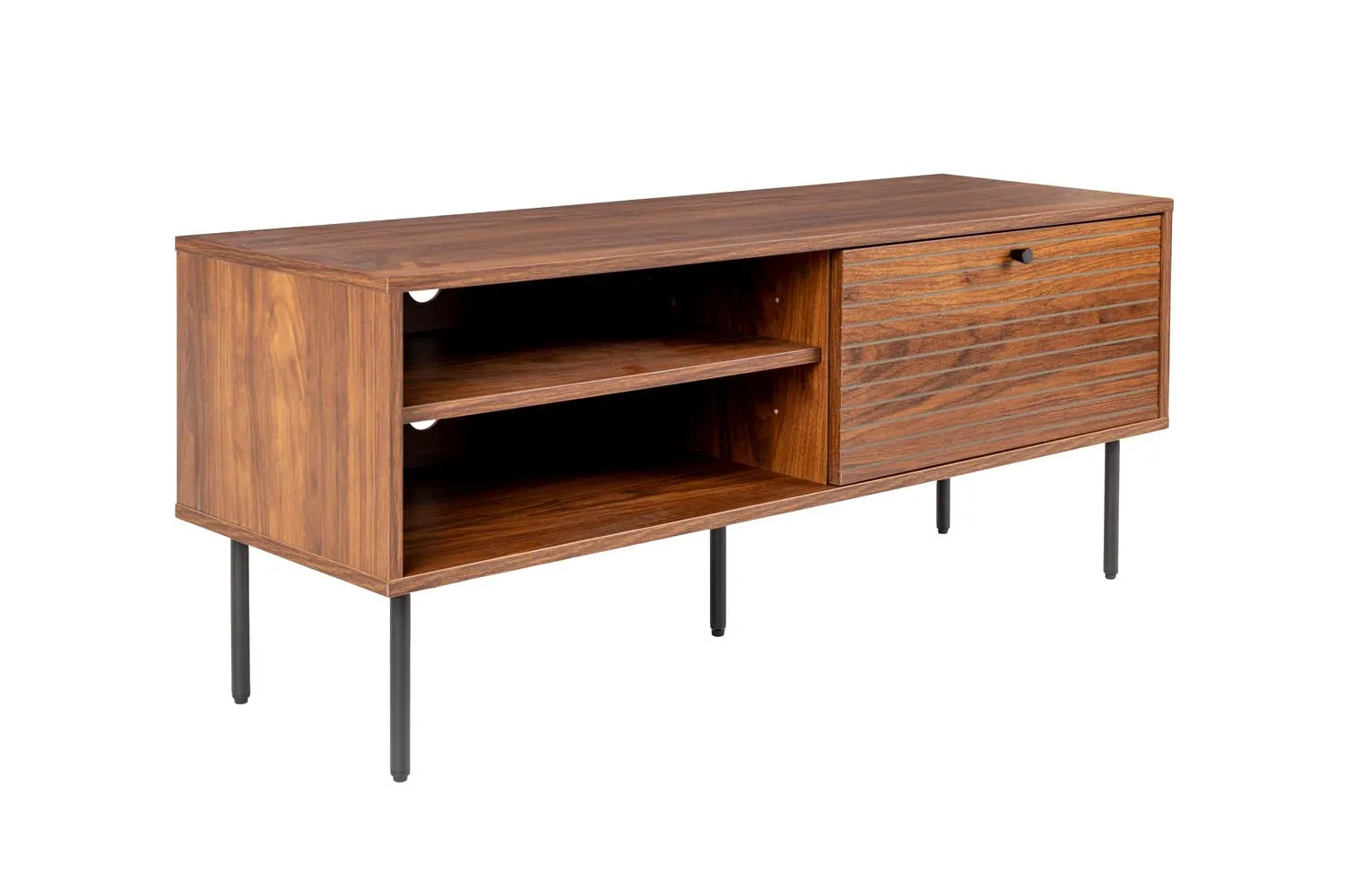 Elegantes Sideboard mit Streifendesign, pflegeleichter Oberfläche und großzügigem Stauraum. Ideal für moderne Wohnräume.