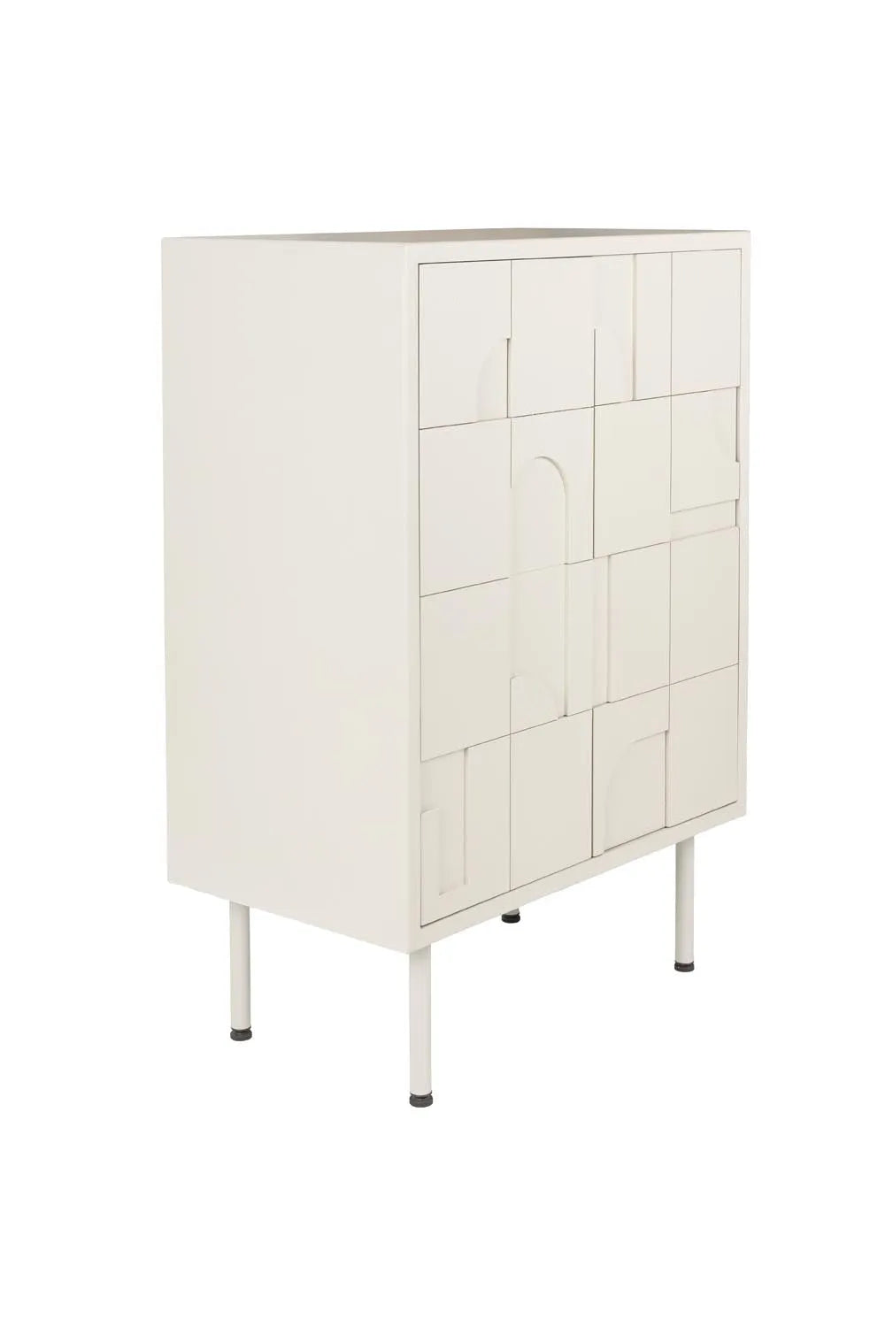 Stilvoller Schrank Funk Low von White Label Living: Minimalistisches Design, robustes MDF, vielseitig, ideal für moderne Räume.