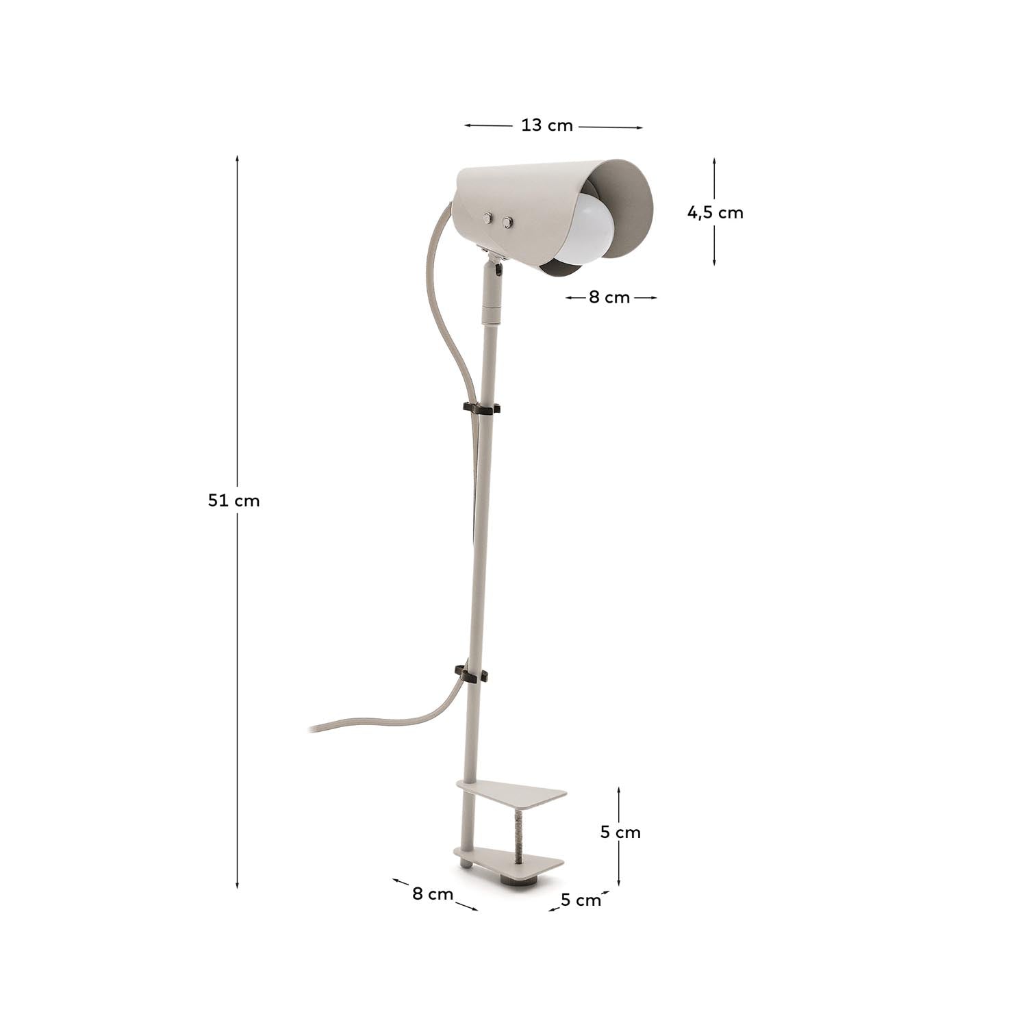 Schreibtischlampe mit Klemme Jula aus grauem Metall in Grau präsentiert im Onlineshop von KAQTU Design AG. Tischleuchte ist von Kave Home