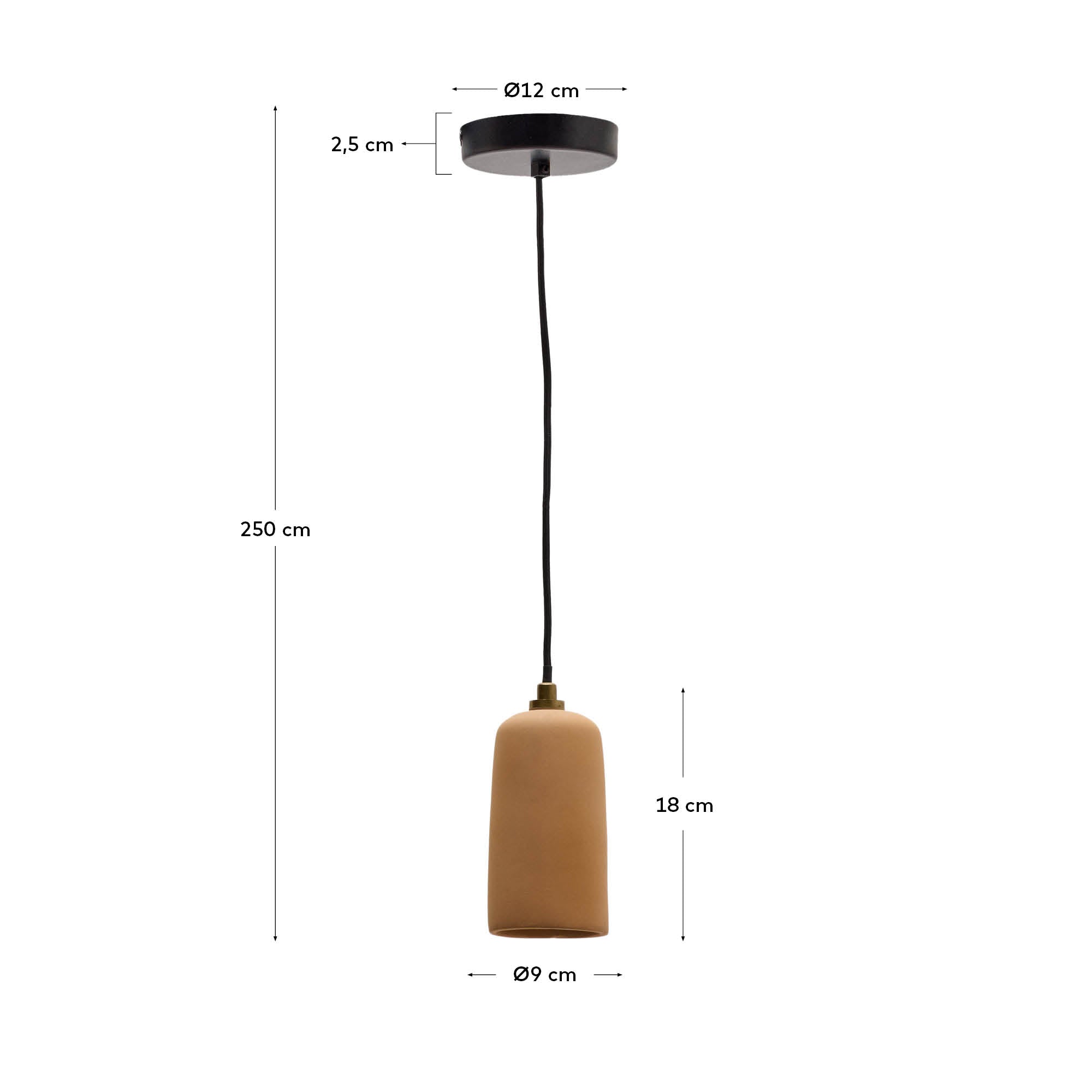 Elegante Deckenleuchte Madsen aus hochwertiger Terrakotta, Ø 8 cm, ideal für stilvolle Innenräume und kreative Lichtgestaltungen.