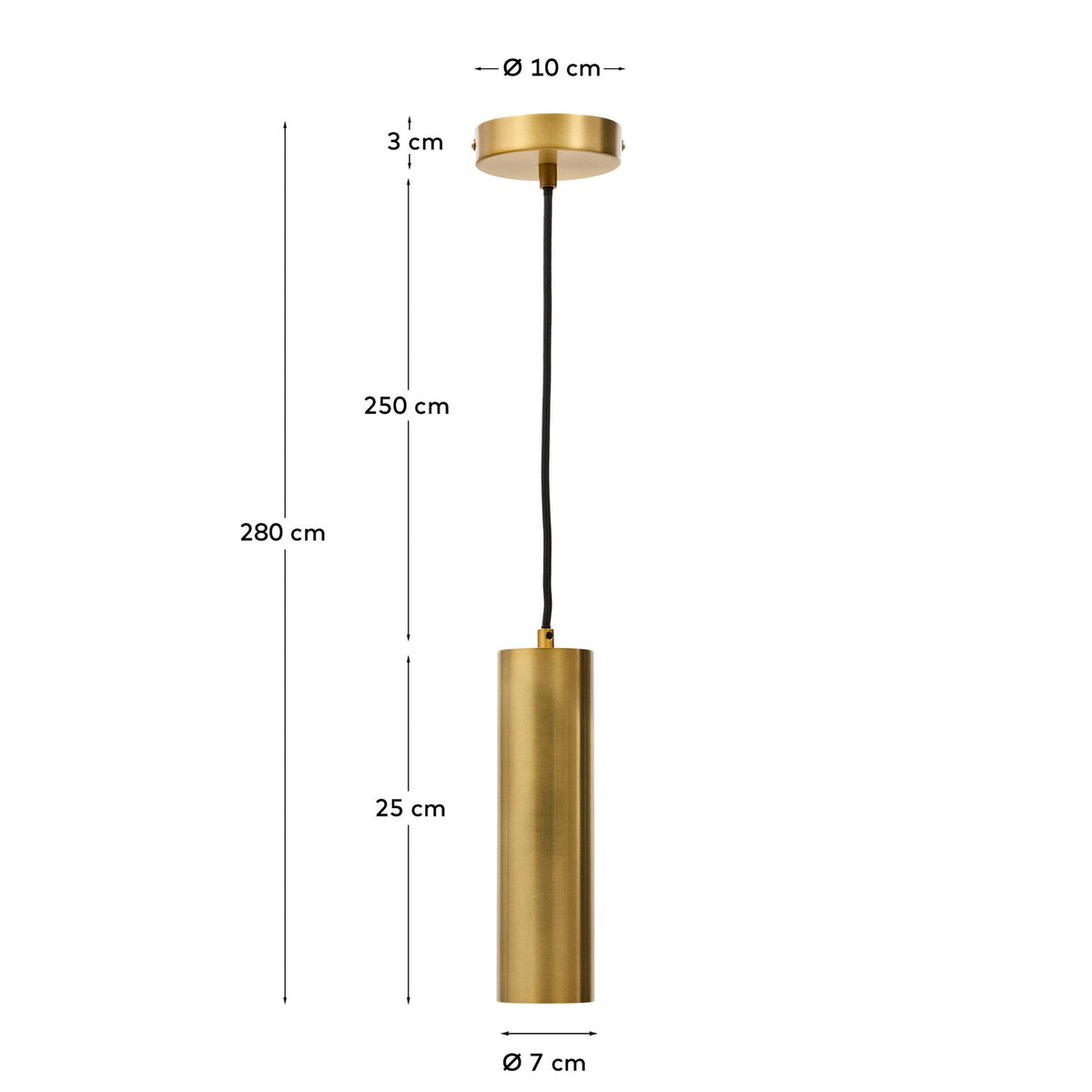Deckenleuchte Andia aus Aluminium mit goldfarbenem Finish in Gold präsentiert im Onlineshop von KAQTU Design AG. Pendelleuchte ist von Kave Home