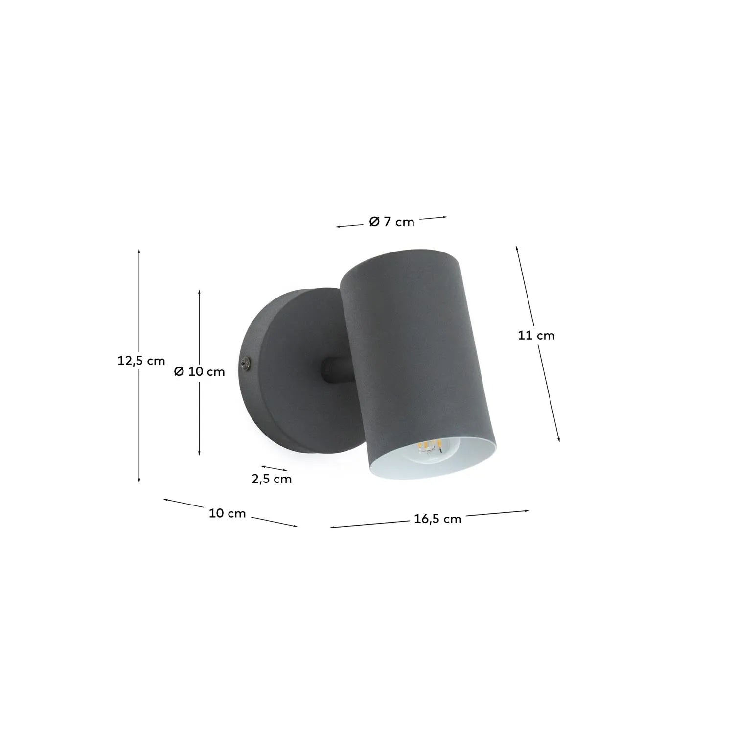 Wandleuchte Manie aus Metall mit Finish in schwarzer Gusseisenoptik in Schwarz präsentiert im Onlineshop von KAQTU Design AG. Wandleuchte ist von Kave Home