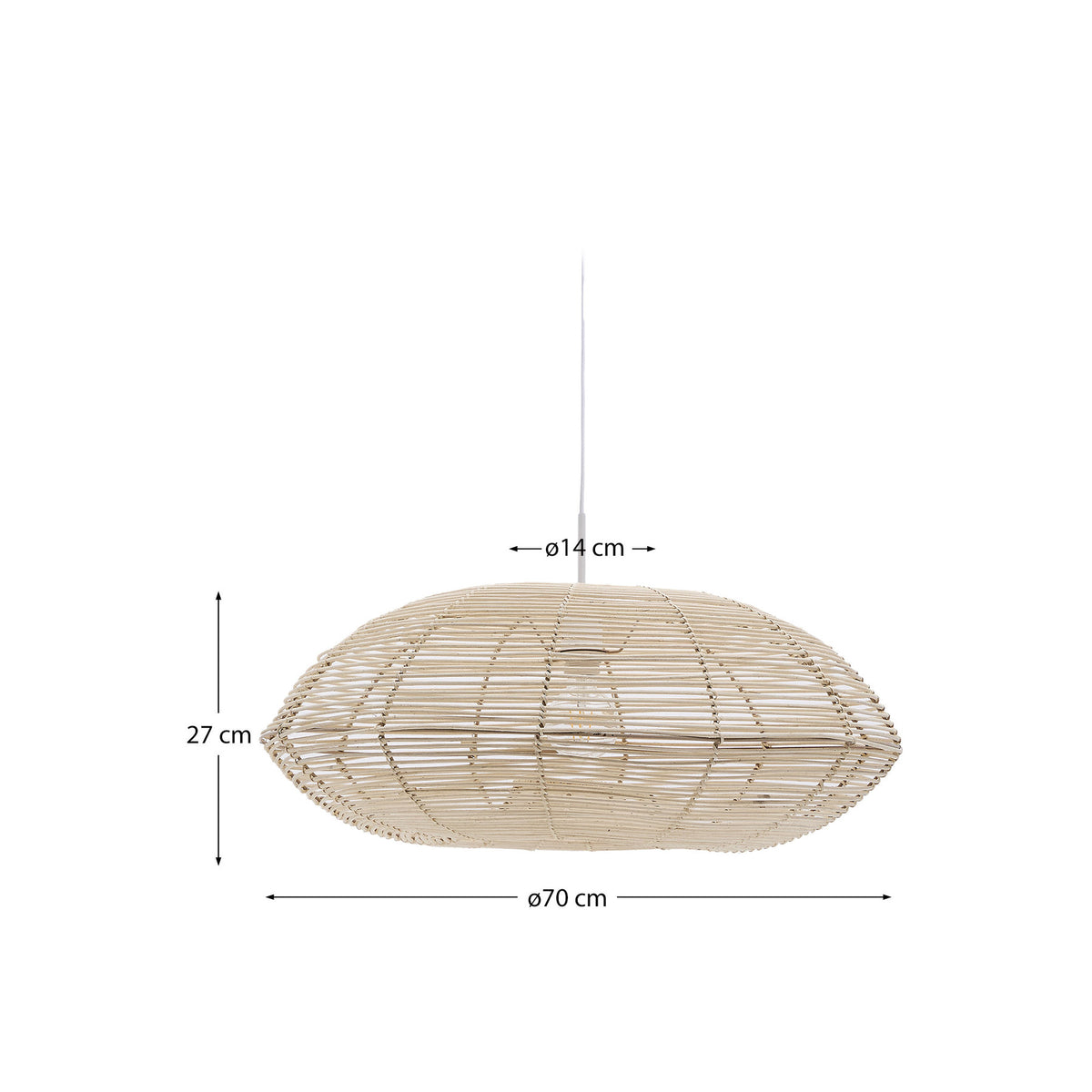 Lampenschirm für Deckenleuchte Flaro aus Rattan mit aufgehelltem Finish Ø 70 cm in Natur präsentiert im Onlineshop von KAQTU Design AG. Lampenschirm ist von Kave Home