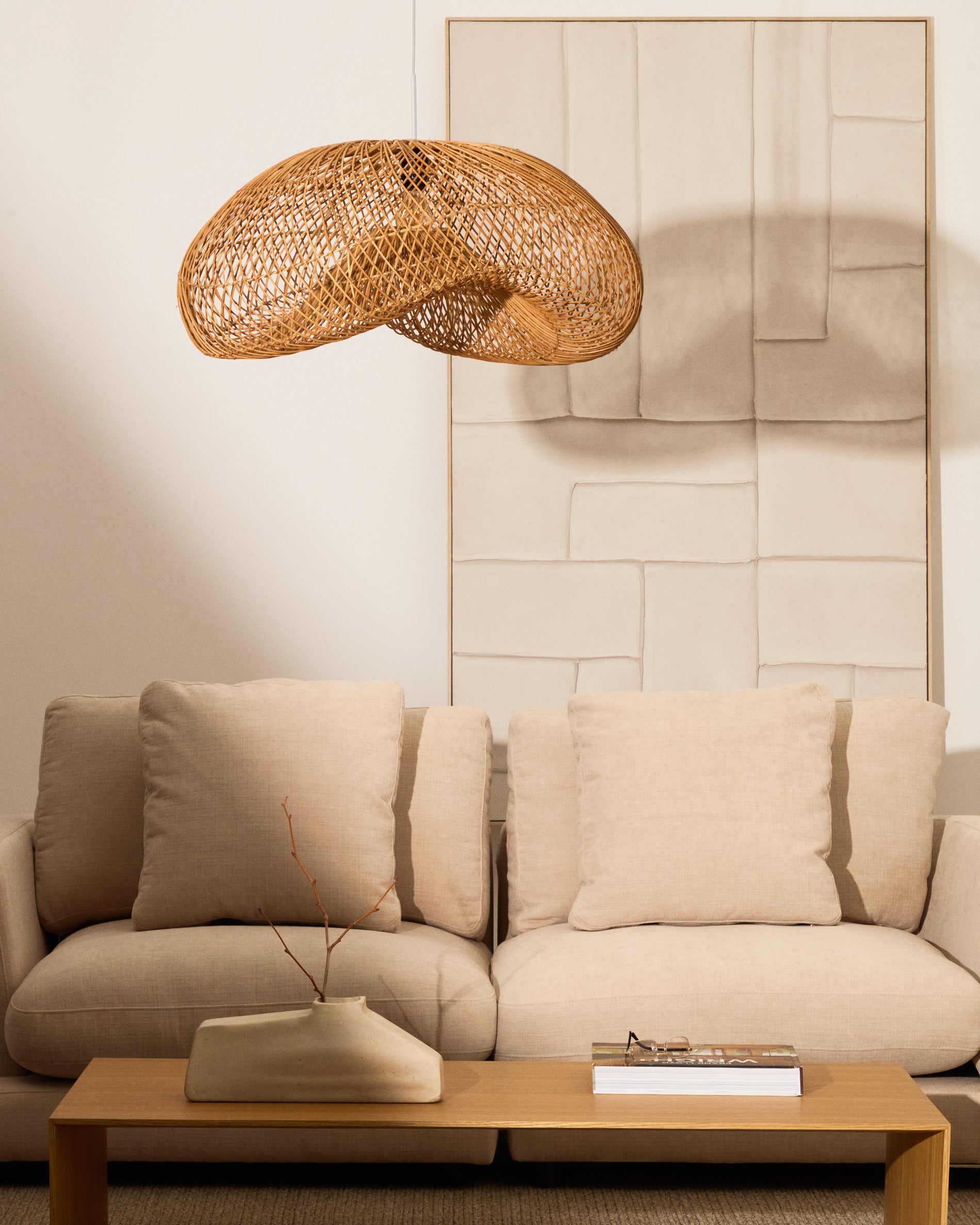 Lampenschirm für Deckenleuchte Isora aus Rattan mit Finish in natürlichem Farbton 80 x 35 cm in Natur präsentiert im Onlineshop von KAQTU Design AG. Lampenschirm ist von Kave Home