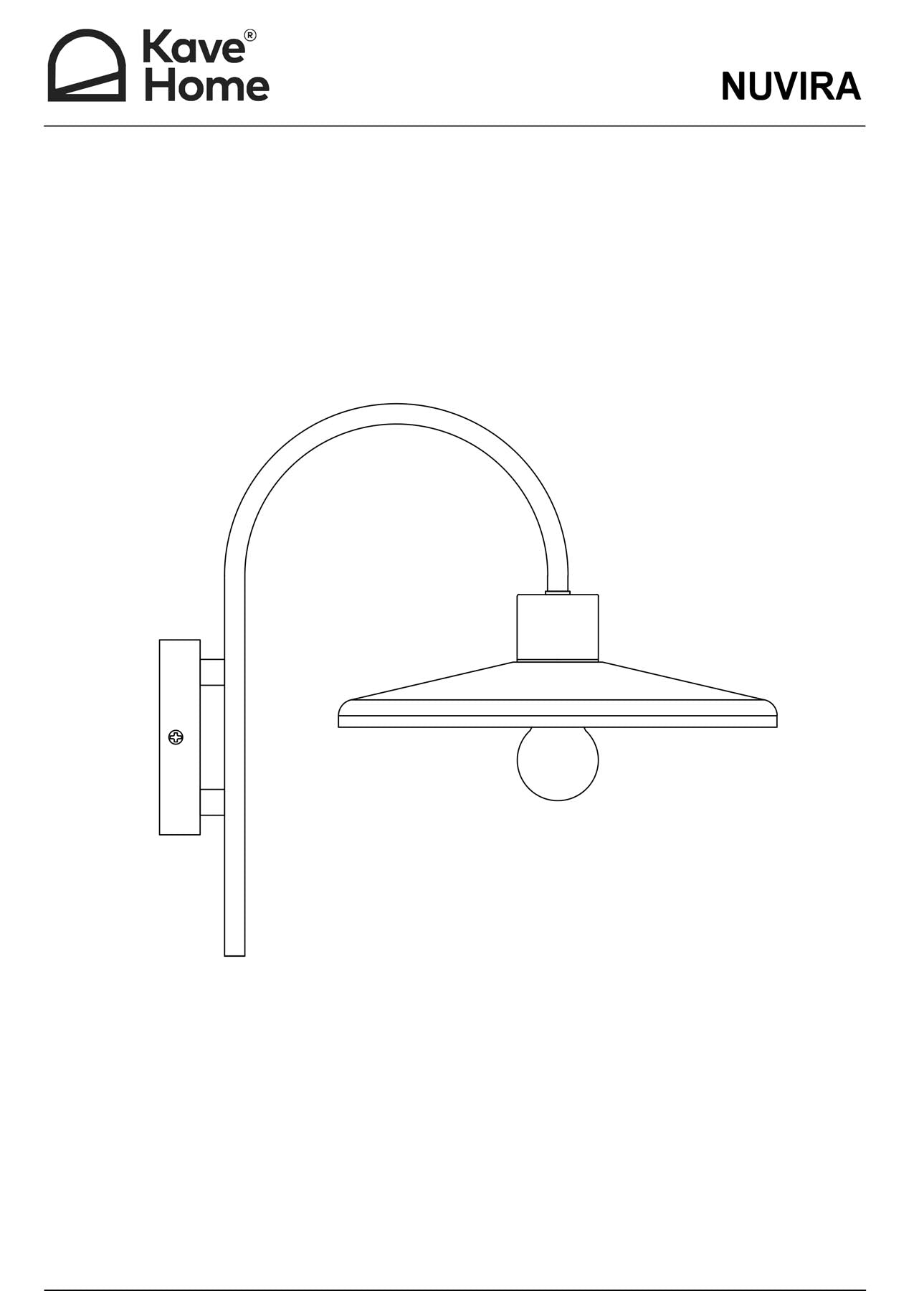 Wandleuchte Nuvira aus schwarzem satiniertem Metall in Schwarz präsentiert im Onlineshop von KAQTU Design AG. Wandleuchte ist von Kave Home