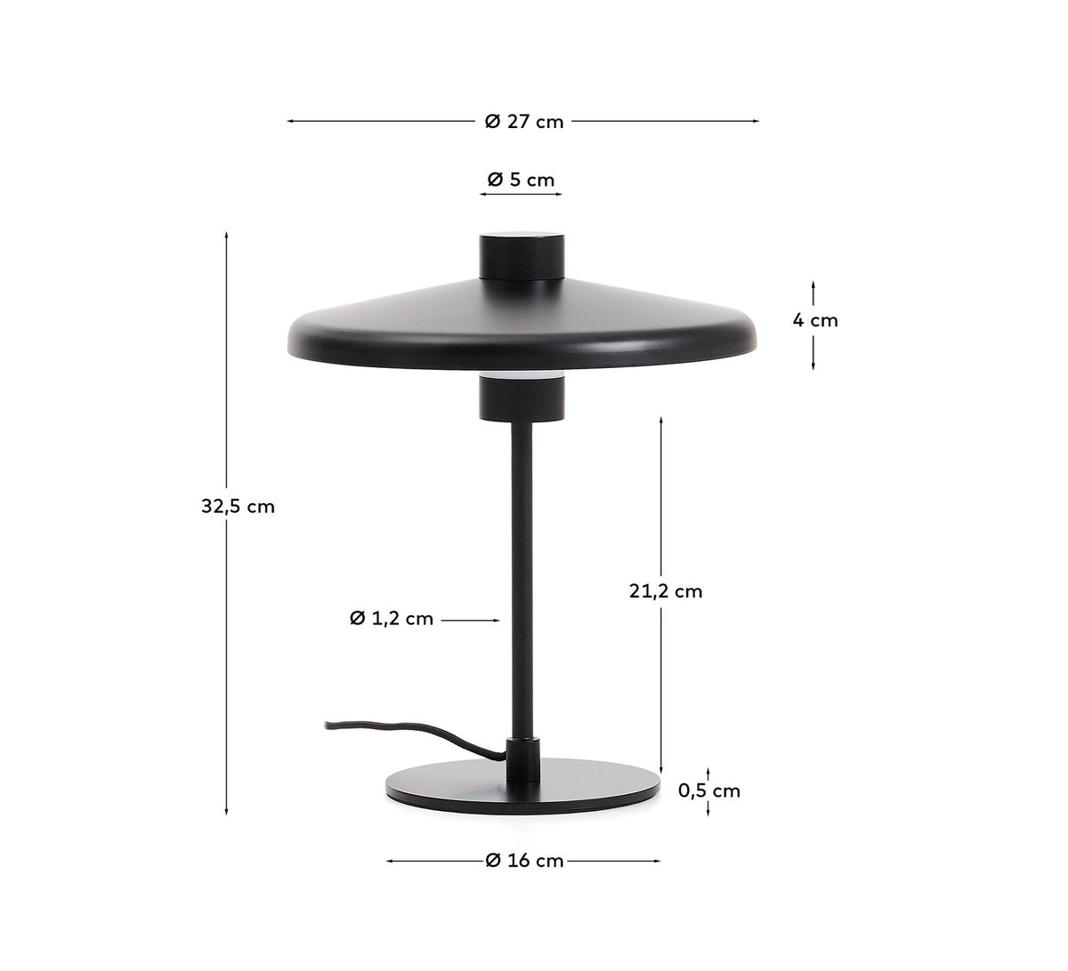 Tischlampe Nuvira aus schwarzem satiniertem Metall in Schwarz präsentiert im Onlineshop von KAQTU Design AG. Tischleuchte ist von Kave Home