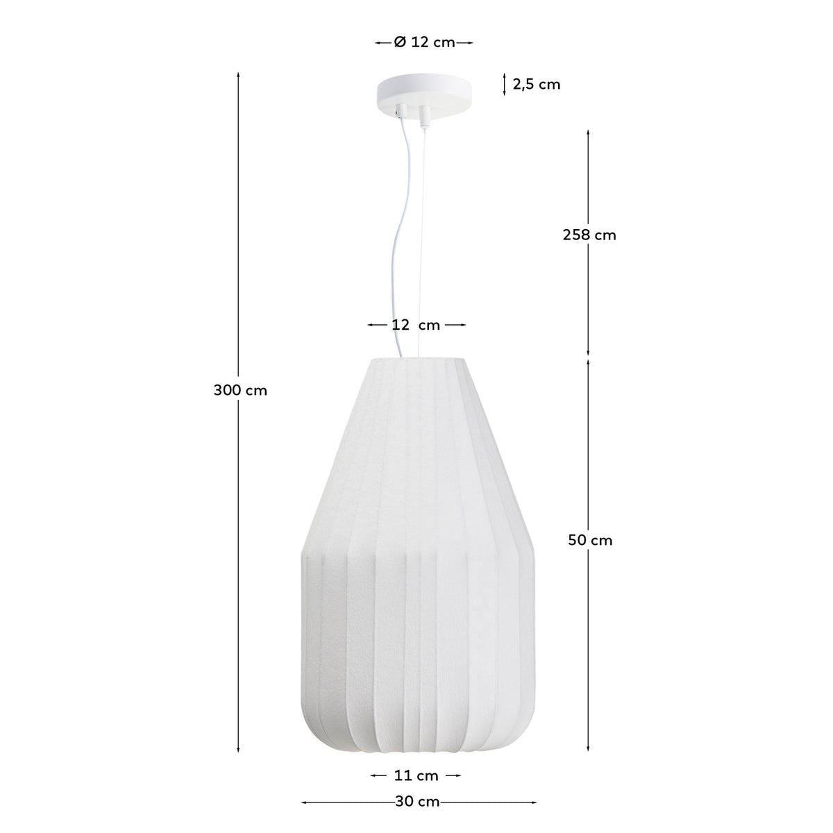 Deckenleuchte Somar aus Synthetikfasern und Stahlstäben, Ø 30 cm in Weiss präsentiert im Onlineshop von KAQTU Design AG. Lampenschirm ist von Kave Home