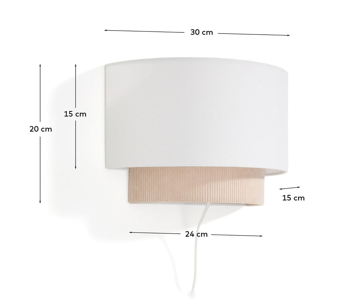 Wandleuchte Bianella aus Baumwolle und beigem Cord, Ø 40 cm in Beige präsentiert im Onlineshop von KAQTU Design AG. Wandleuchte ist von Kave Home