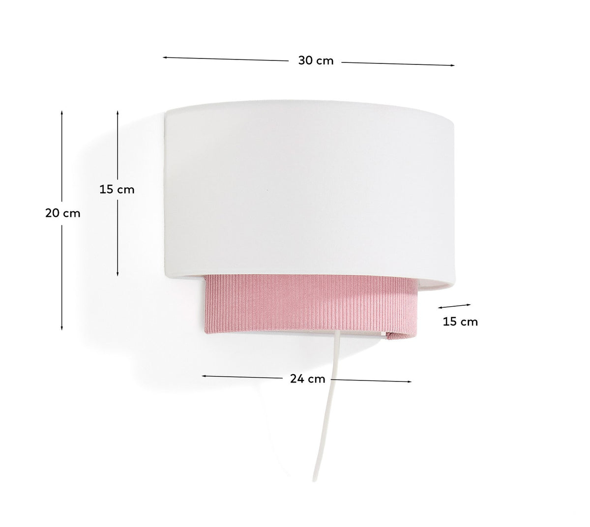 Wandleuchte Bianella aus Baumwolle und rosafarbenem Cord, Ø 40 cm in Rosa präsentiert im Onlineshop von KAQTU Design AG. Wandleuchte ist von Kave Home