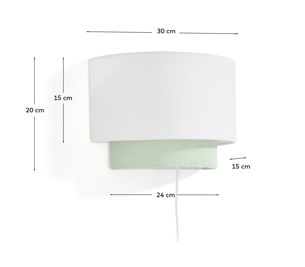 Wandleuchte Bianella aus Baumwolle und türkisfarbenem Cord, Ø 40 cm in Türkis präsentiert im Onlineshop von KAQTU Design AG. Wandleuchte ist von Kave Home
