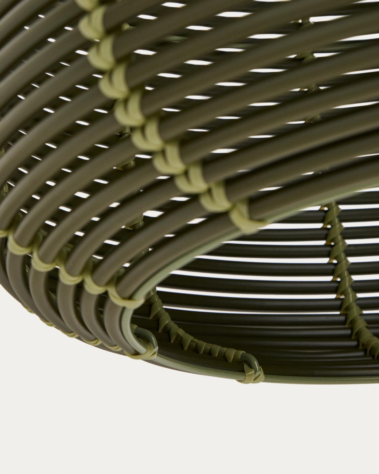 Grüner Lampenschirm aus robustem synthetischem Rattan, Ø 50 cm, perfekt für die Garoina Outdoor-Deckenleuchte und moderne Terrassen.