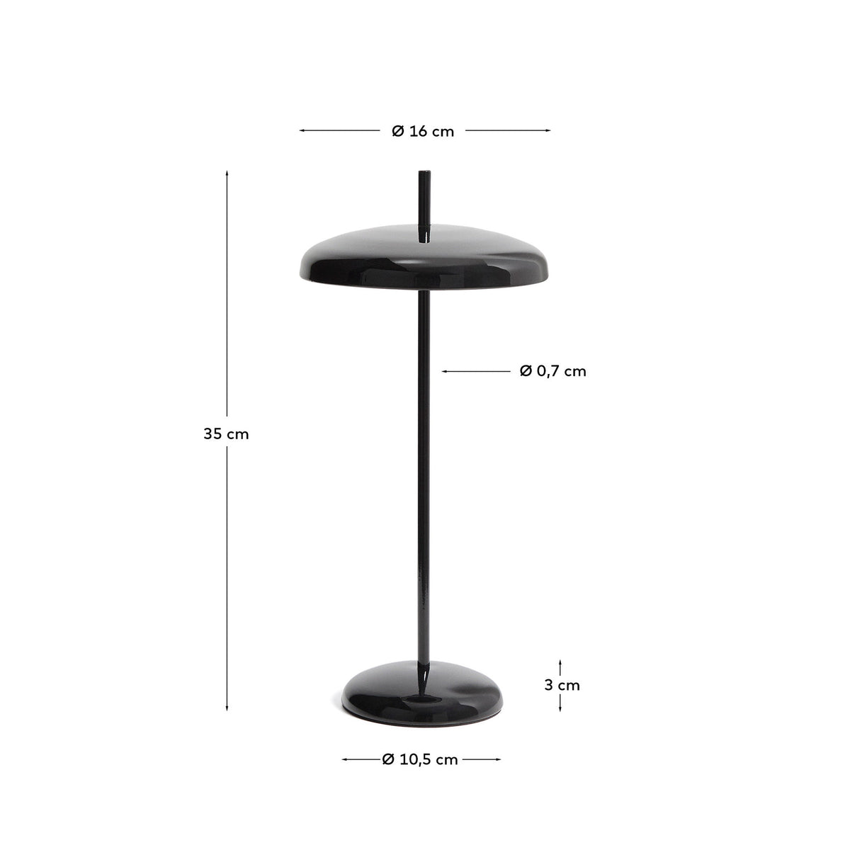 Tragbare Tischlampe Porte aus schwarzem Aluminium in Schwarz präsentiert im Onlineshop von KAQTU Design AG. Tischleuchte ist von Kave Home