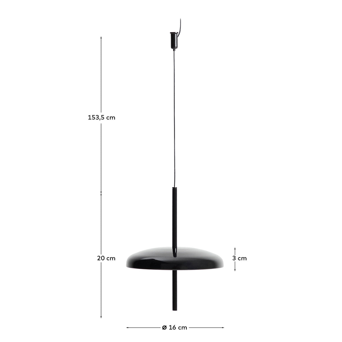 Tragbare Deckenleuchte Porte aus schwarzem Aluminium, Ø 16 cm in Schwarz präsentiert im Onlineshop von KAQTU Design AG. Pendelleuchte ist von Kave Home