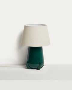 Tischlampe Odra aus grüner Keramik mit glänzendem Finish