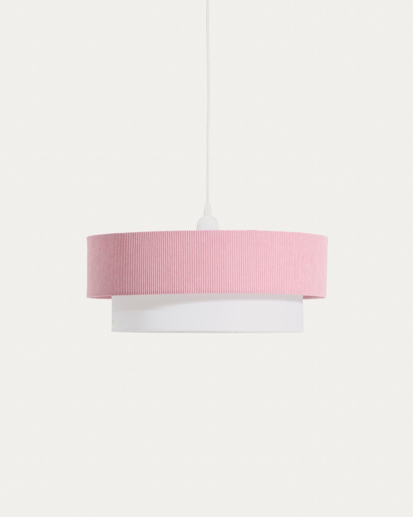 Deckenleuchte Bianella aus Baumwolle und rosafarbenem Cord in Rosa präsentiert im Onlineshop von KAQTU Design AG. Lampenschirm ist von Kave Home