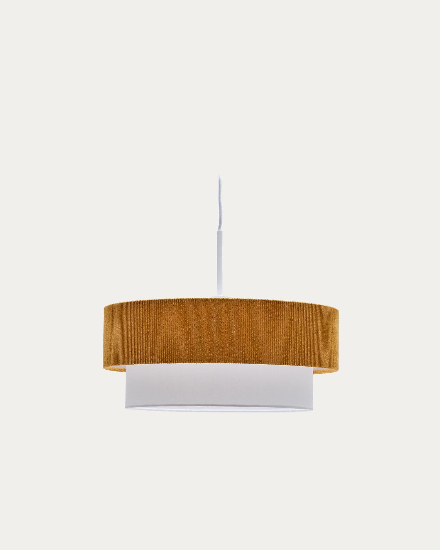 Bianella Deckenleuchte aus Baumwolle und Cord in Senfgelb Ø 40 cm