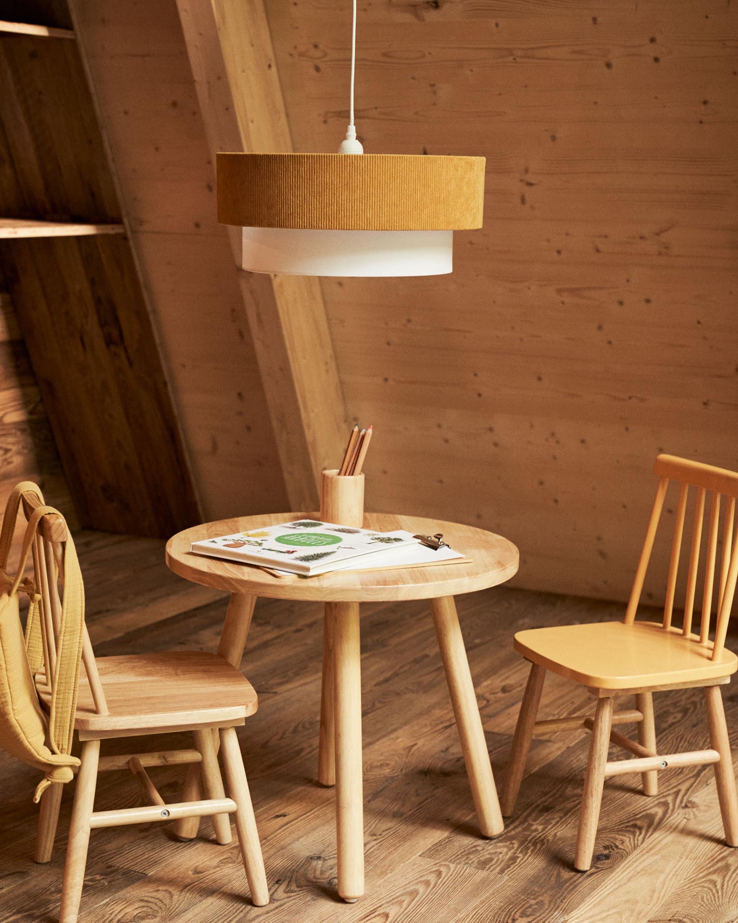 Bianella Deckenleuchte aus Baumwolle und Cord in Senfgelb Ø 40 cm