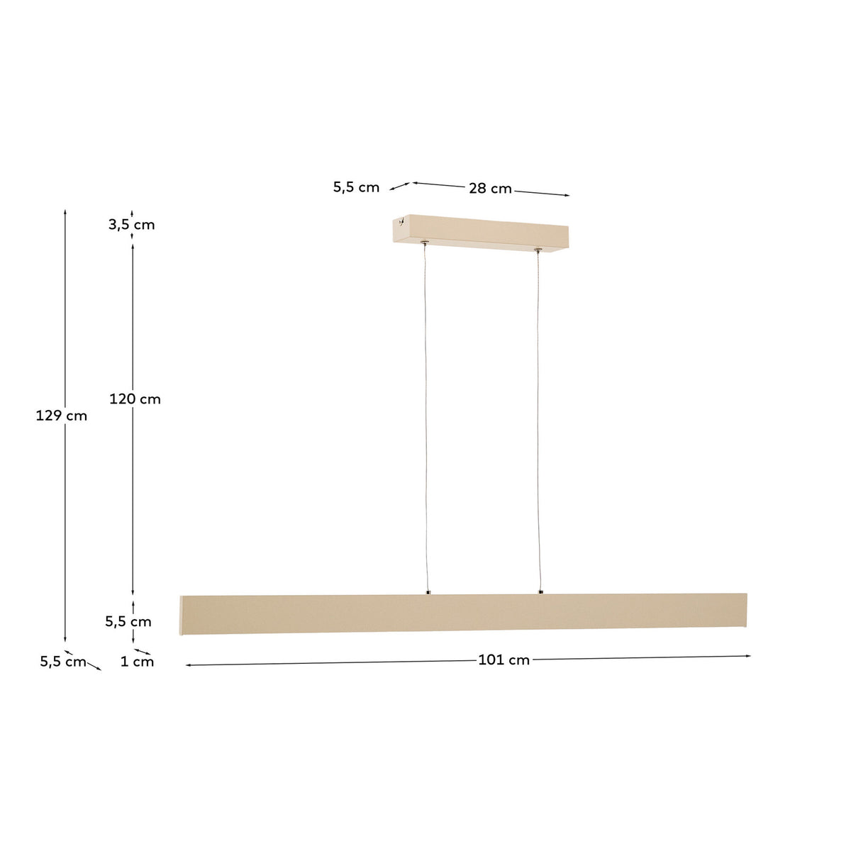 Deckenleuchte Boadella aus Aluminium mit beigem Finish in Beige präsentiert im Onlineshop von KAQTU Design AG. Pendelleuchte ist von Kave Home