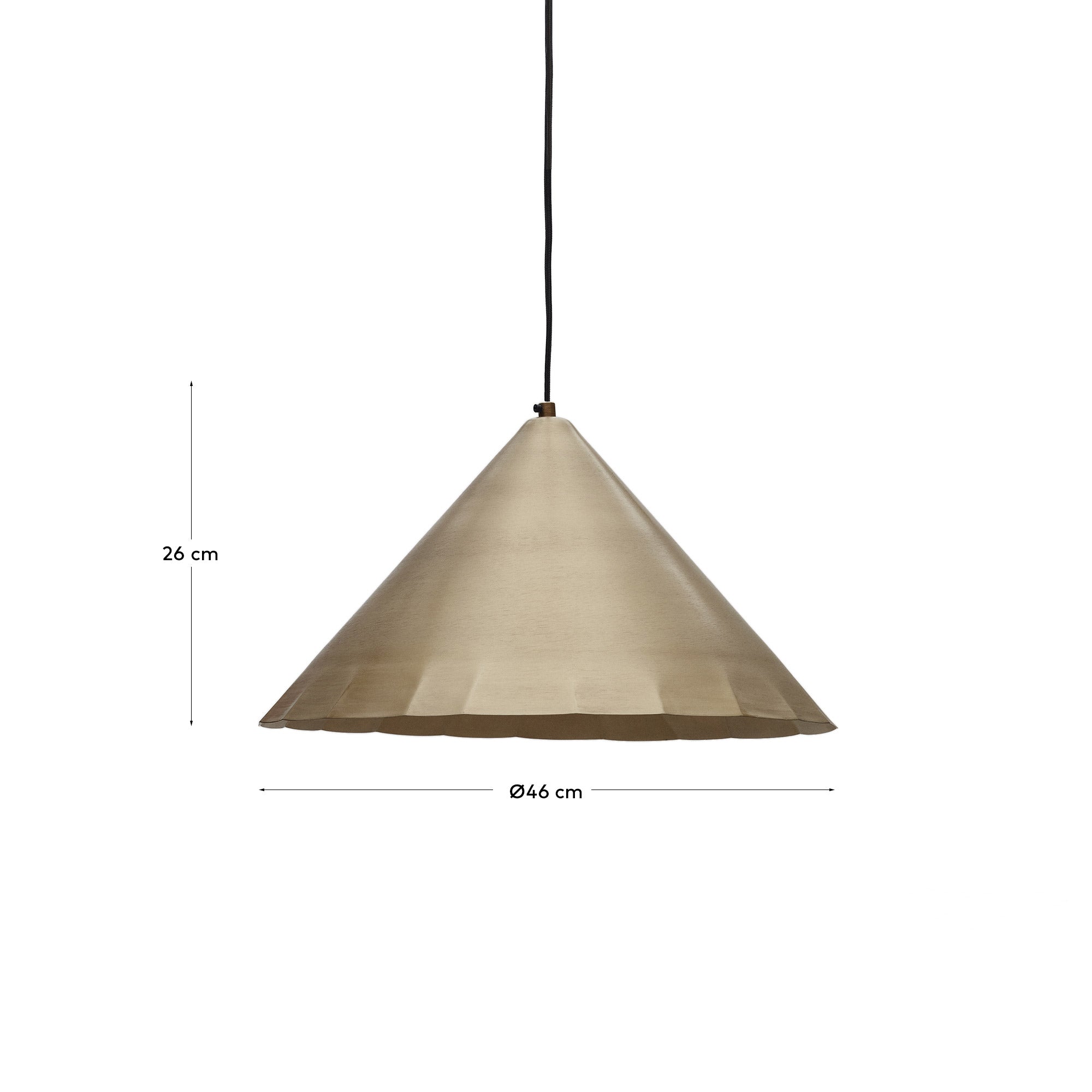 Die Parlava Pendelleuchte von Kave Home besticht durch elegantes Design aus Messing und Holz, perfekt für stilvolle Akzente in jedem Raum.