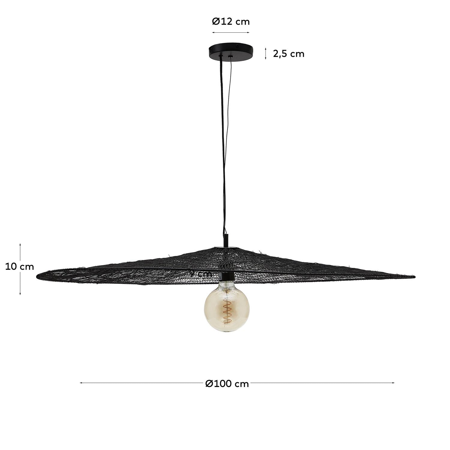 Moderne Deckenleuchte Makai aus robustem Metall mit elegantem schwarzem Finish, Ø 100 cm – ideal für stilvolle Beleuchtung in jedem Raum.
