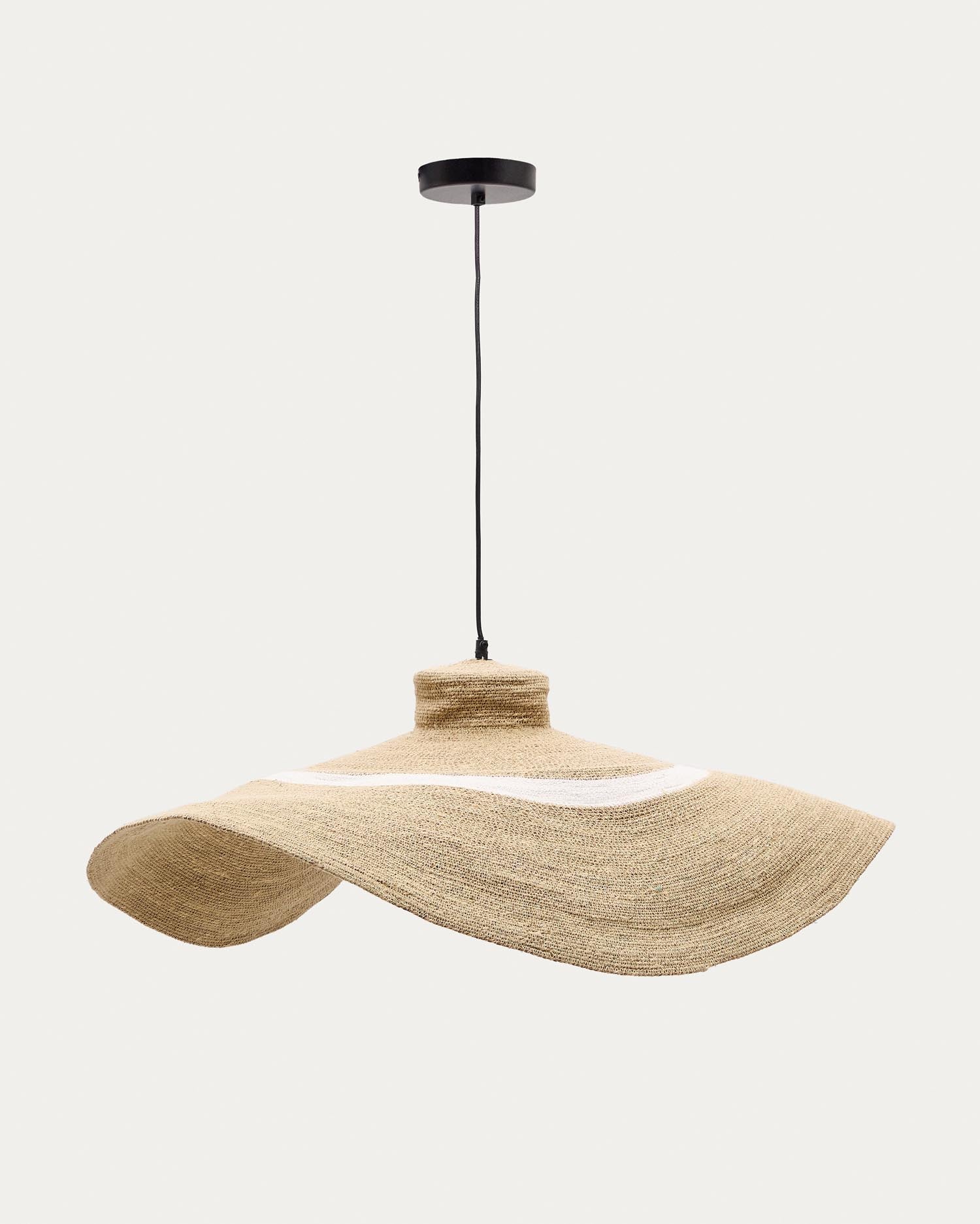 Albenya ceiling lamp made of natural fibers and cotton with natural colored and white finish Ø 90
