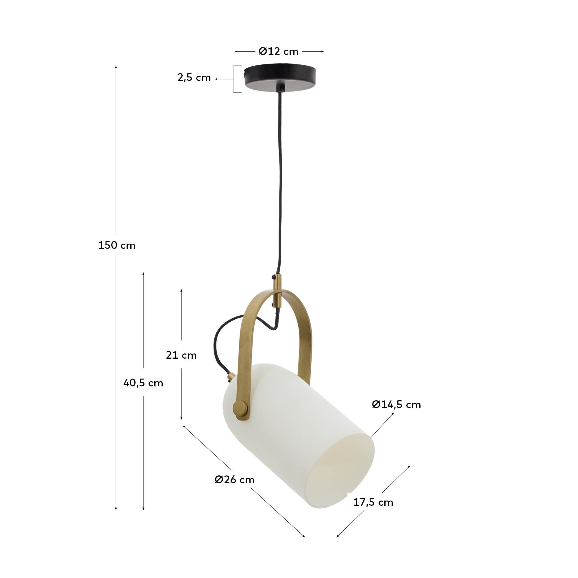 Die Deckenleuchte Reisy (Ø14 cm) von Kave Home kombiniert elegantes Milchglas mit antikem Messing, perfekt für stilvolle Akzente und individuelle Beleuchtung.
