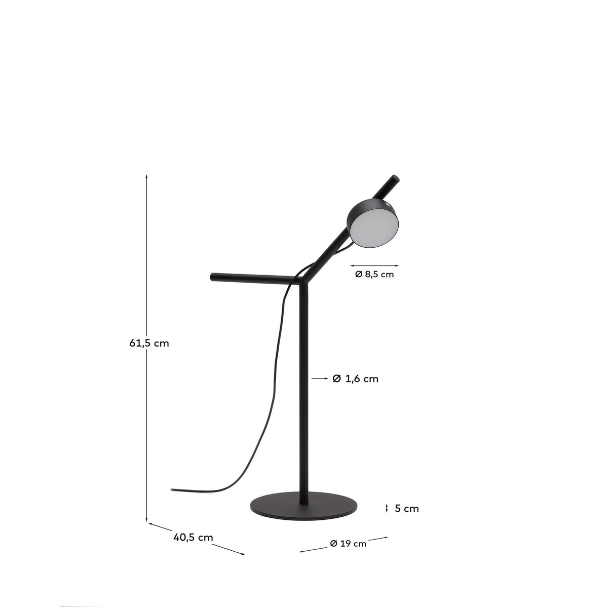 Tischlampe Orey aus schwarzem Metall mit Multipositions-Lichtpunkt in Schwarz präsentiert im Onlineshop von KAQTU Design AG. Tischleuchte ist von Kave Home