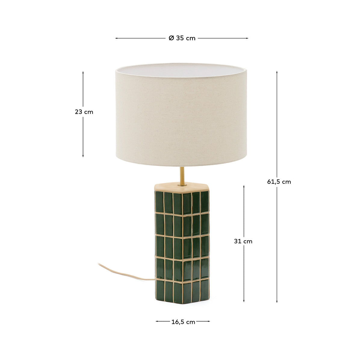 Tischlampe Rue aus grüner Keramik in Grün präsentiert im Onlineshop von KAQTU Design AG. Tischleuchte ist von Kave Home