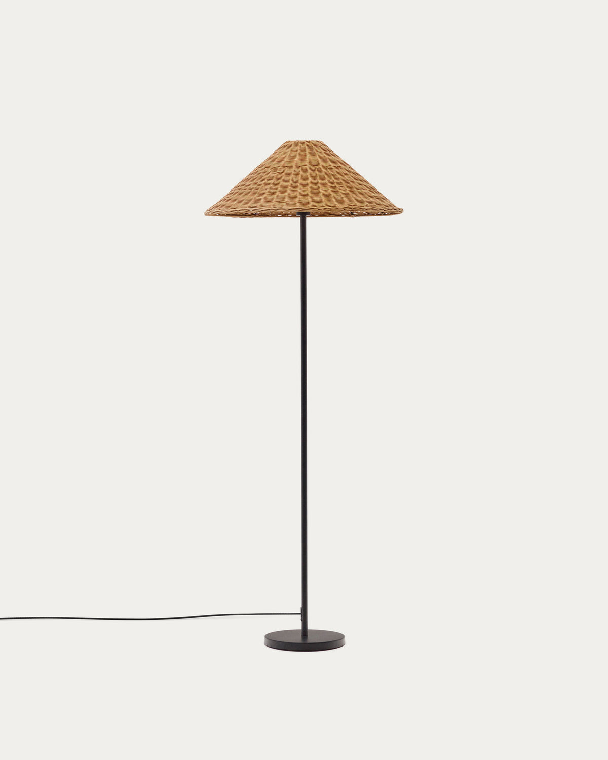 Urania Stehleuchte aus Rattan und Metall mit schwarzer Lackierung