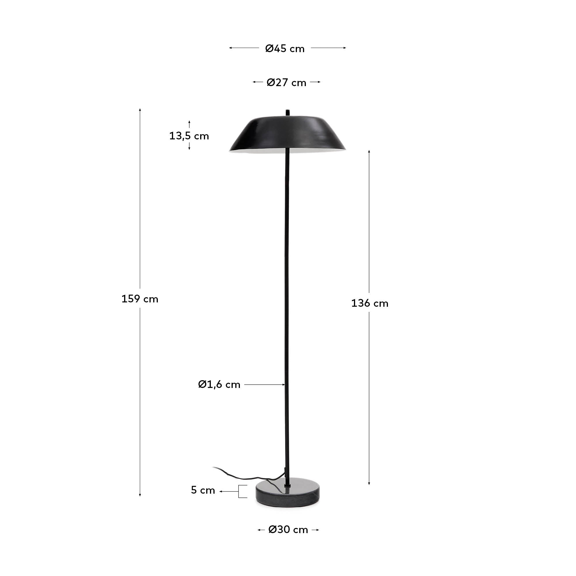 Moderne Stehlampe Sayra: Robuster schwarzer Marmor und Metall mit elegantem Finish schaffen eine stilvolle Beleuchtung für jedes Zuhause.