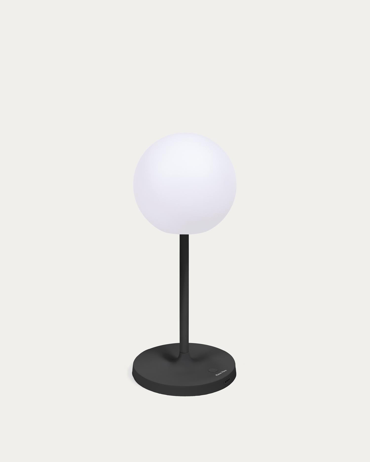 Elegante Outdoor Tischlampe Dinesh: 40 cm, schwarz, Aluminium. Tragbar, robust, ideal für Terrasse & Garten. Stilvoll & funktional.