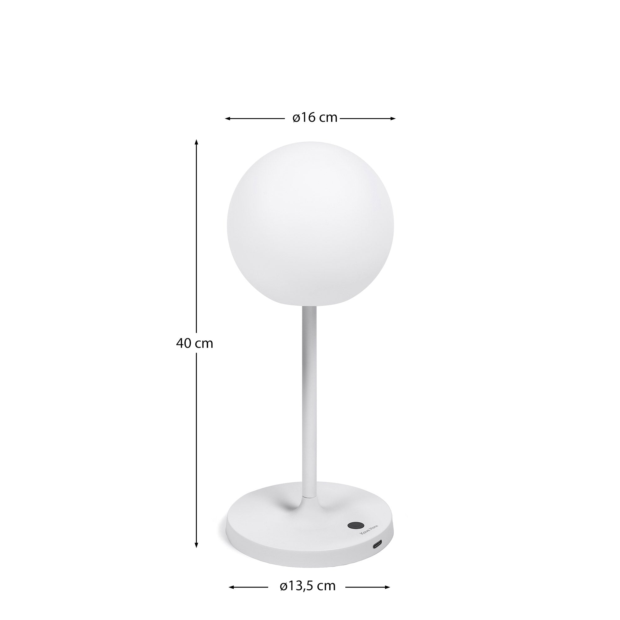 Elegante graue Outdoor-Tischlampe aus Aluminium, 40 cm hoch, von Kave Home. Perfekt für stilvolle Außenbereiche.